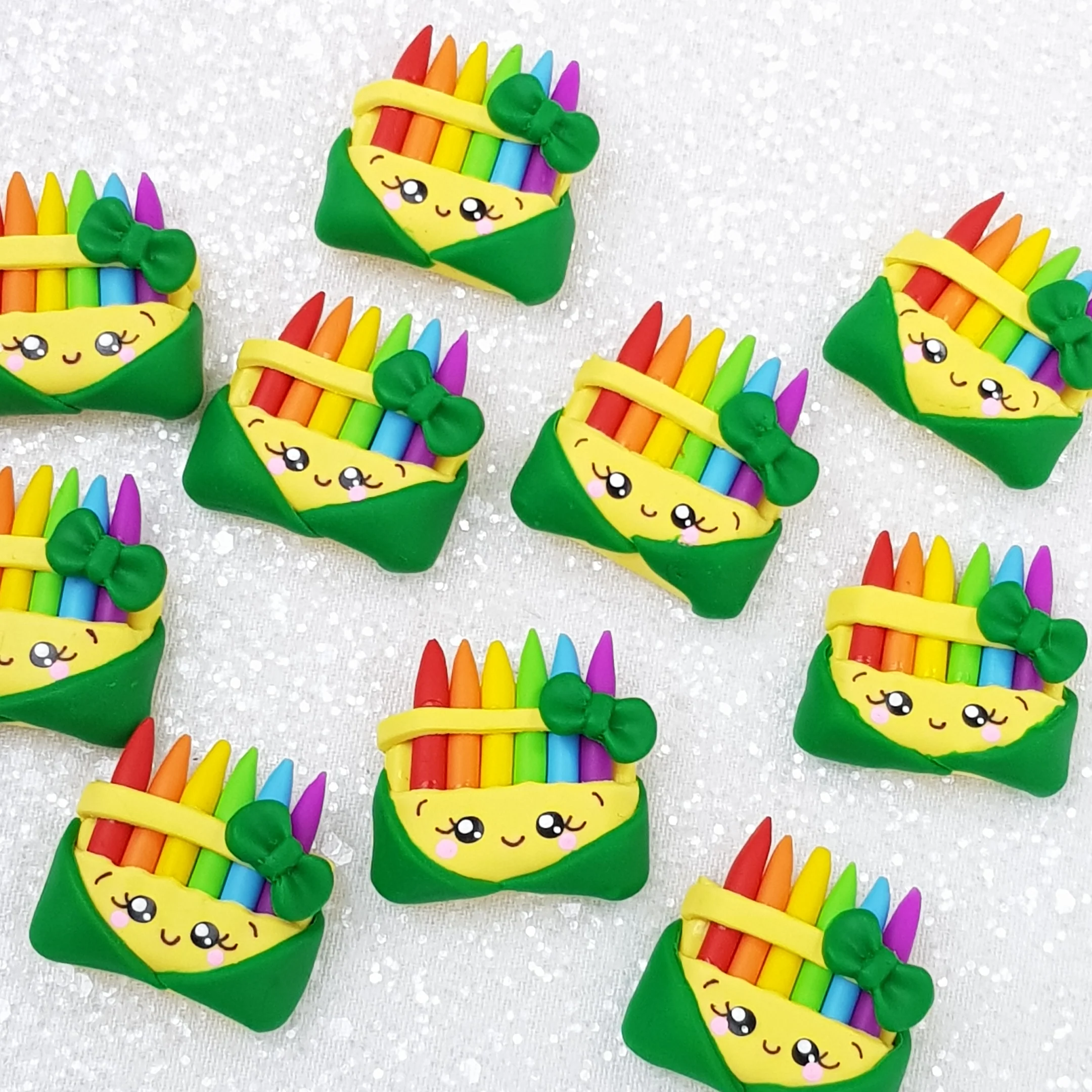 Adorable Crayon - Handmade Flatback Clay Bow Centre