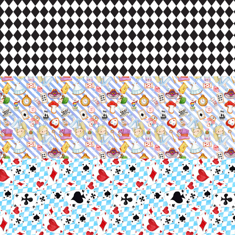 Alice in wonderland - faux vegan Leatherette vinyl - canvas - choose Fabric material Sheets