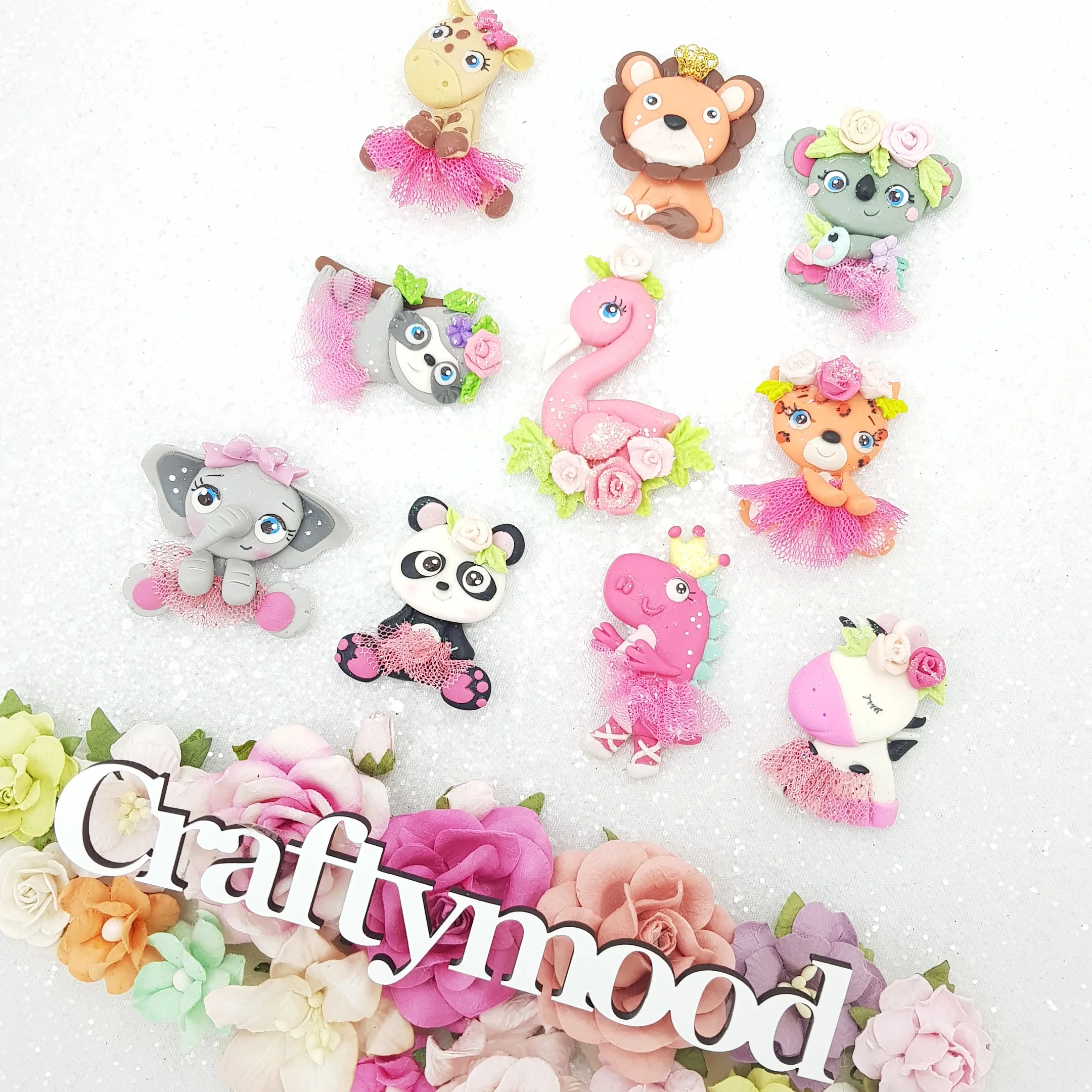 Animal tutu kingdom - Embellishment Clay Bow Centre - Image 2