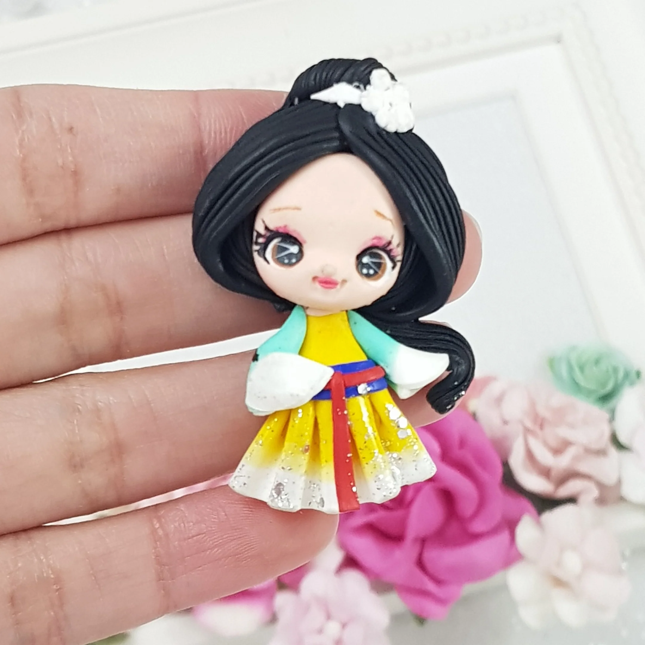 Asian Princess - D - Embellishment Clay Bow Centre