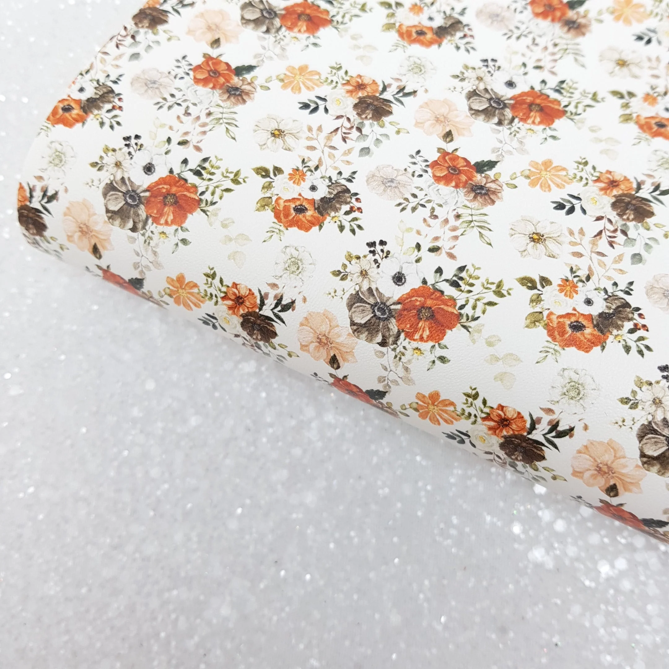 Autumn Floral - Pu Leatherette vinyl - canvas - choose Fabric material Sheets
