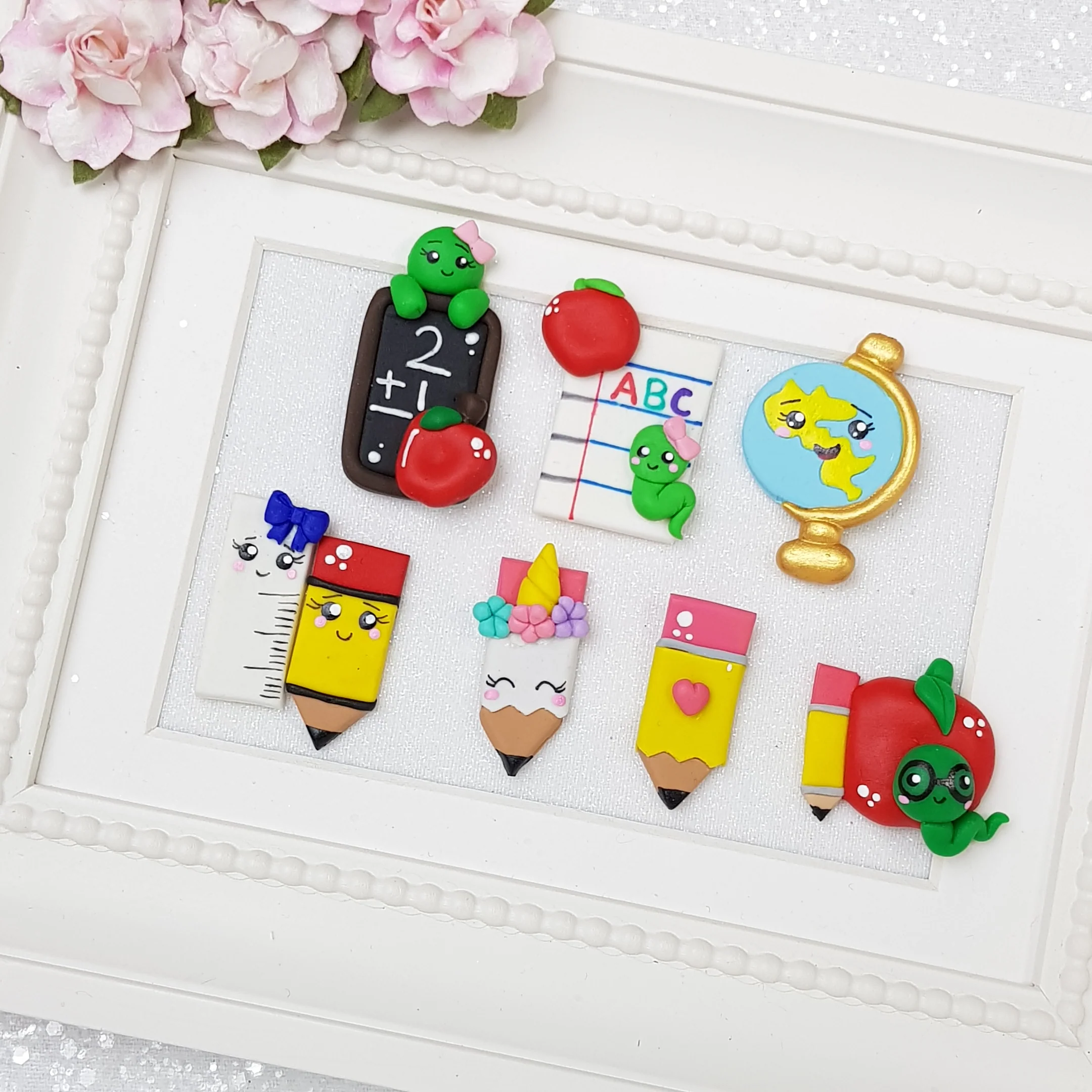 Back to School Stationery - Handmade Flatback Clay Bow Centre - Image 2