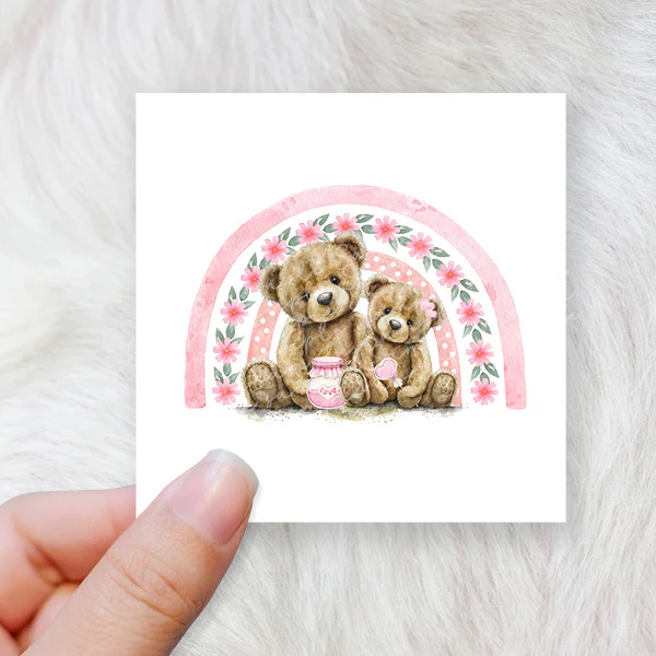 Bear rainbow mothers daughter - CHOOSE UV DTF decal - DTF Transfer (personalised options) - Image 2