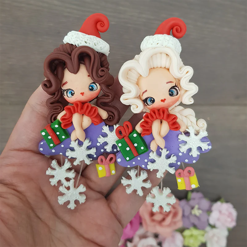 Beautiful princess christmas  set of 10 / individual - Handmade Flatback Clay Bow Centre