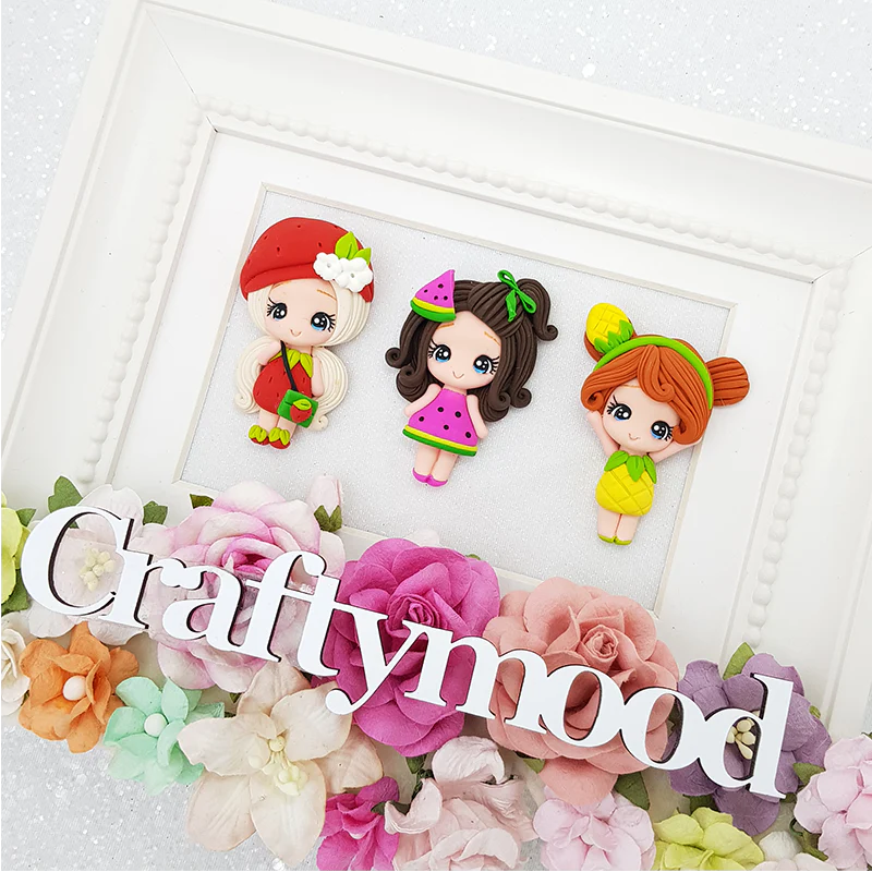 Fruit girls - Handmade Flatback Clay Bow Centre - Image 2