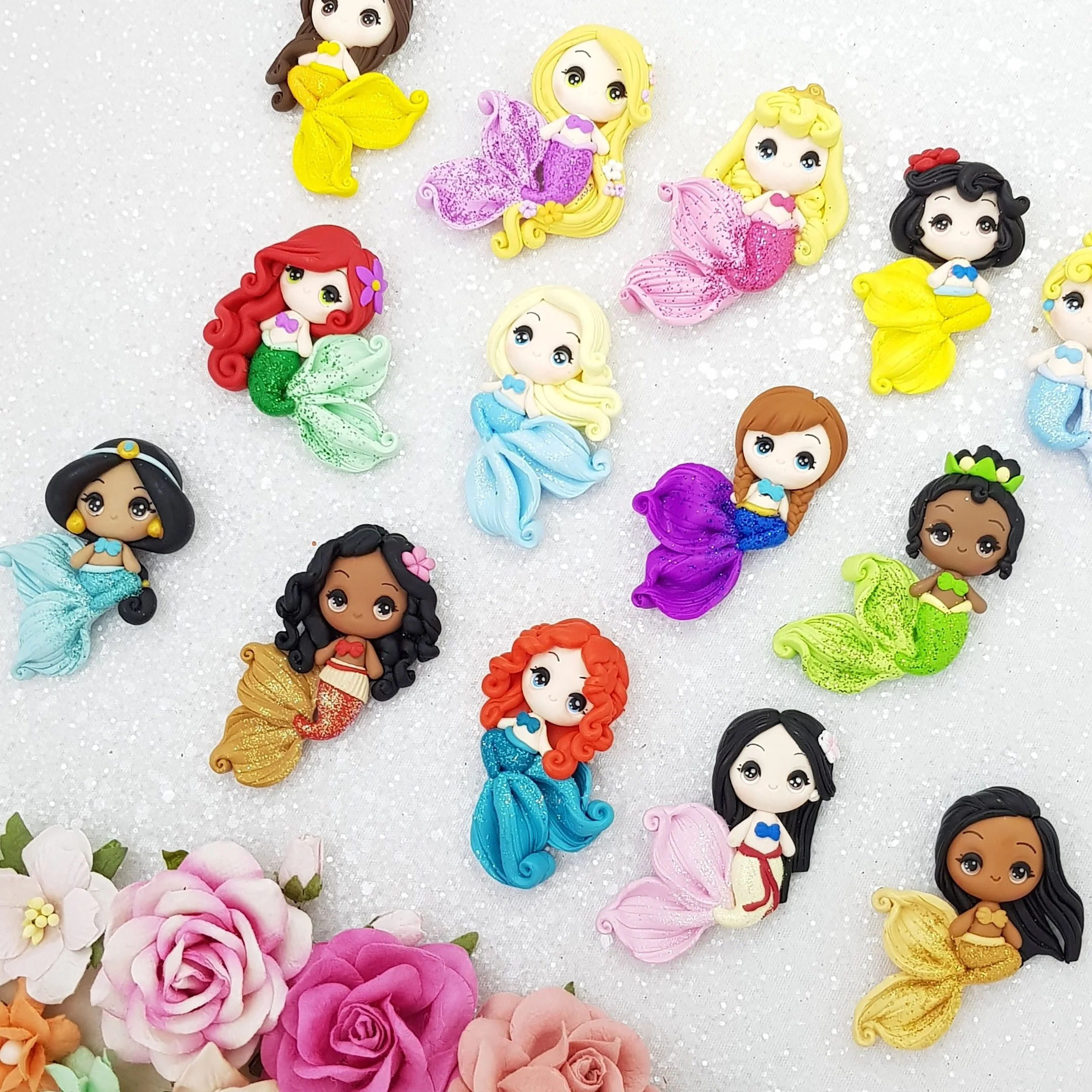 Big Eyes Princess Mermaid- Embellishment Clay Bow Centre - Image 2