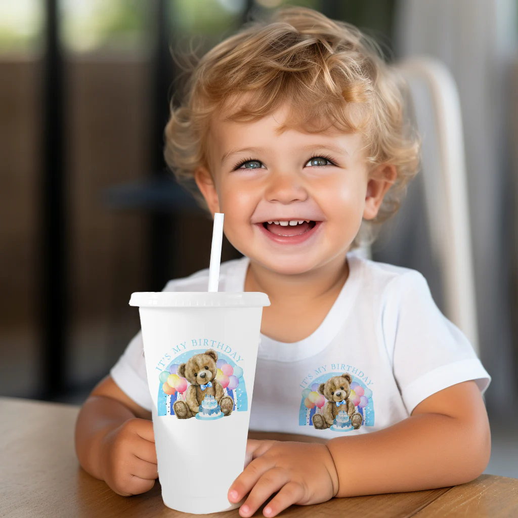 Birthday bear boy - CHOOSE UV DTF decal - DTF Transfer (personalised options) - Image 2