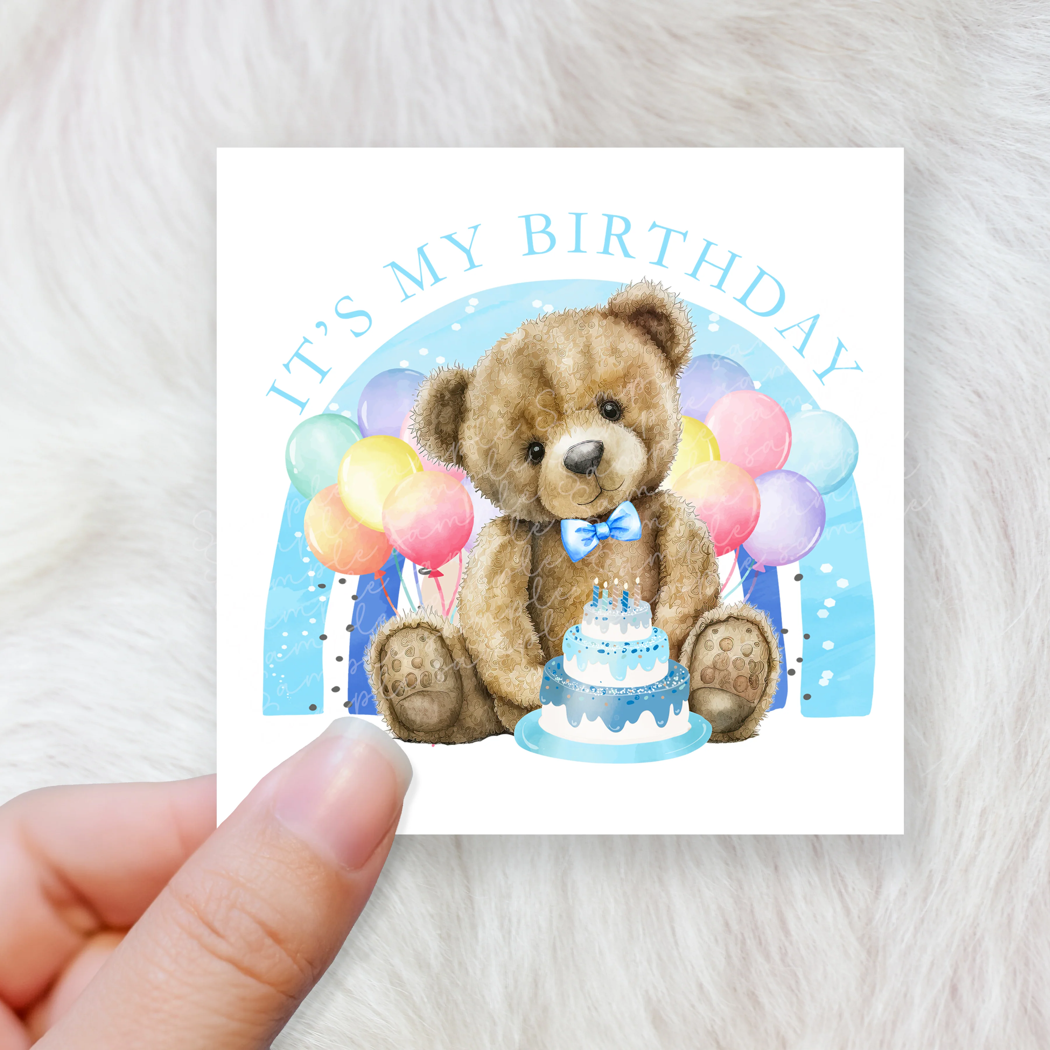 Birthday bear boy - CHOOSE UV DTF decal - DTF Transfer (personalised options) - Image 3