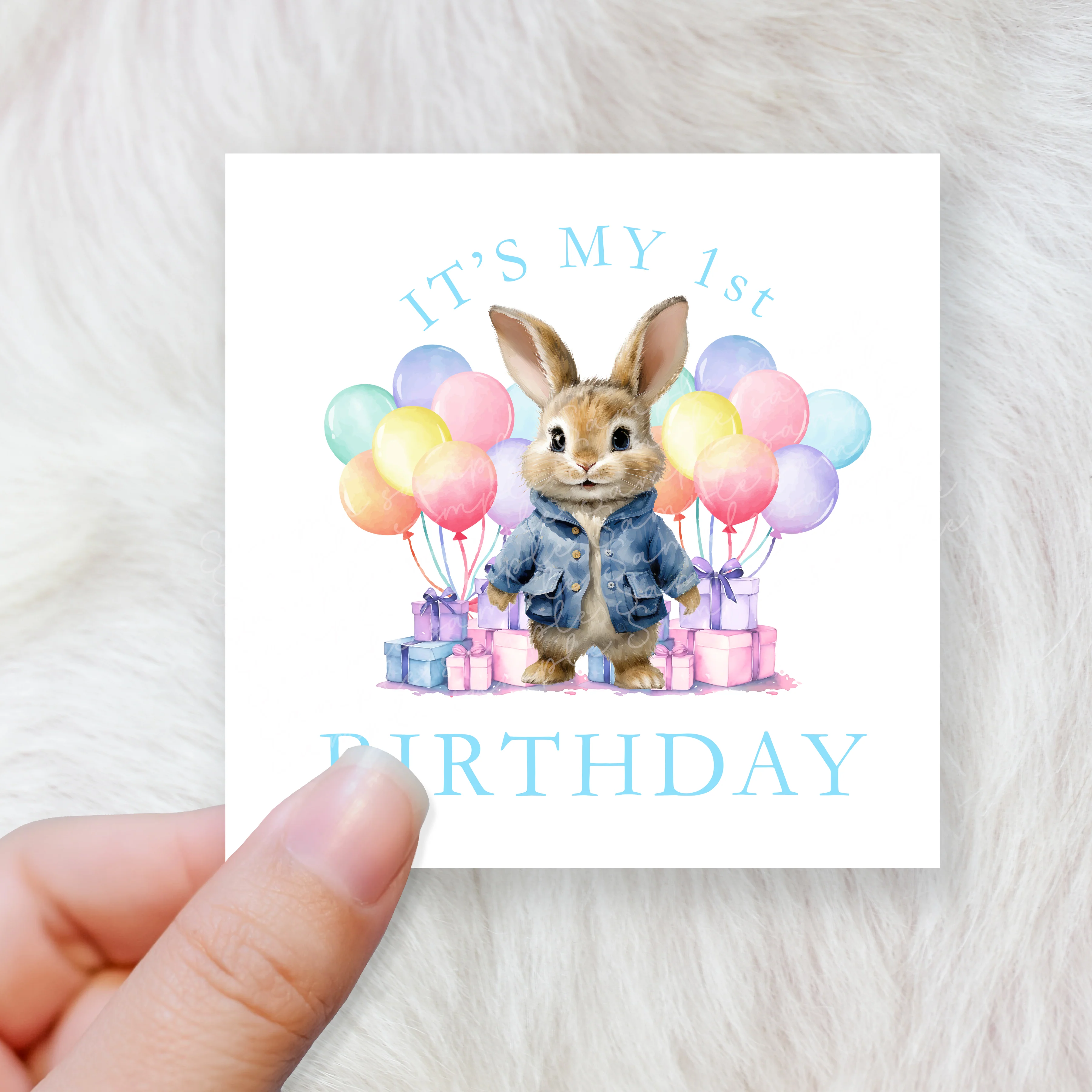 Birthday bunny boy - CHOOSE UV DTF decal - DTF Transfer (personalised options) - Image 3