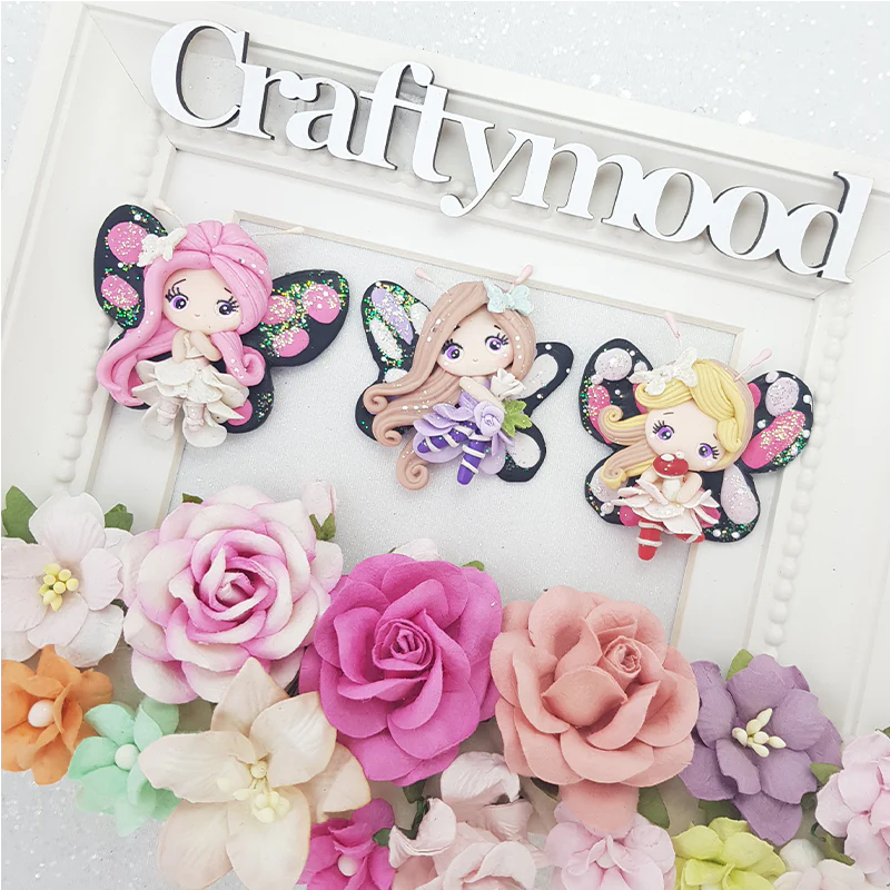 Black butterfly fairies - Embellishment Clay Bow Centre - Image 2