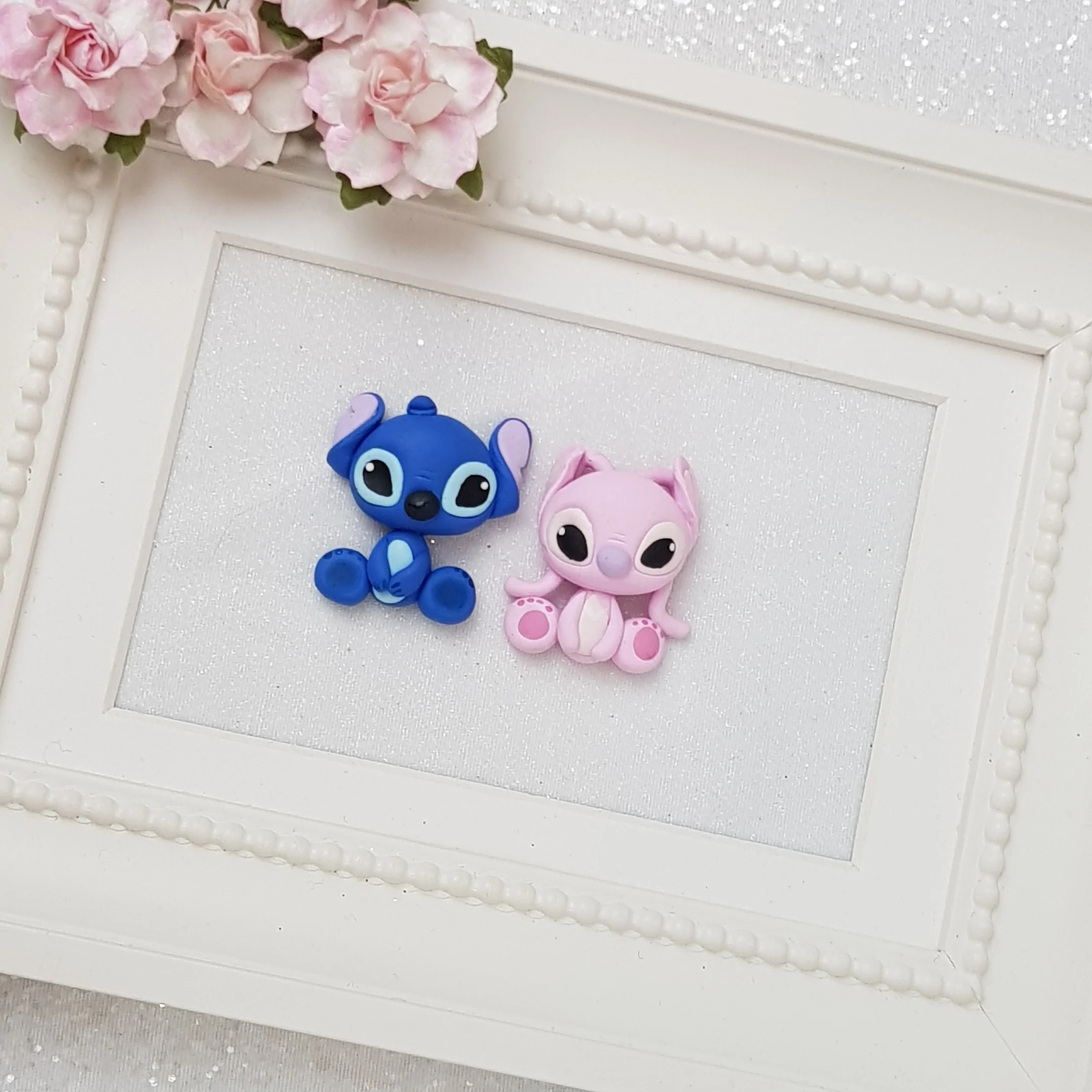 Blue and pink cute monster - Embellishment Clay Bow Centre - Image 2