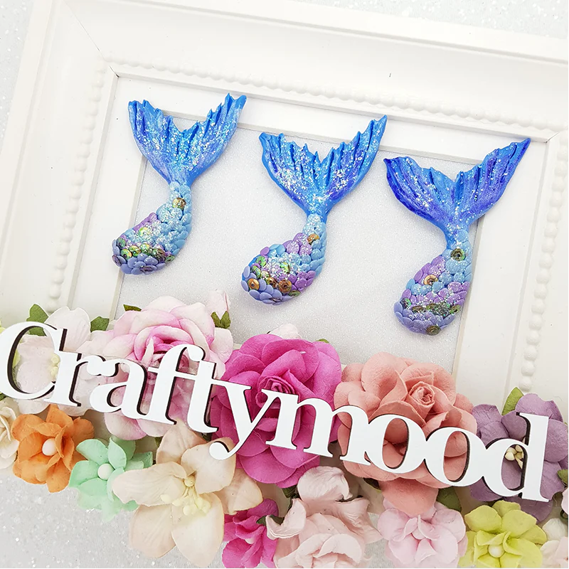 Blue tails - Handmade Flatback Clay Bow Centre