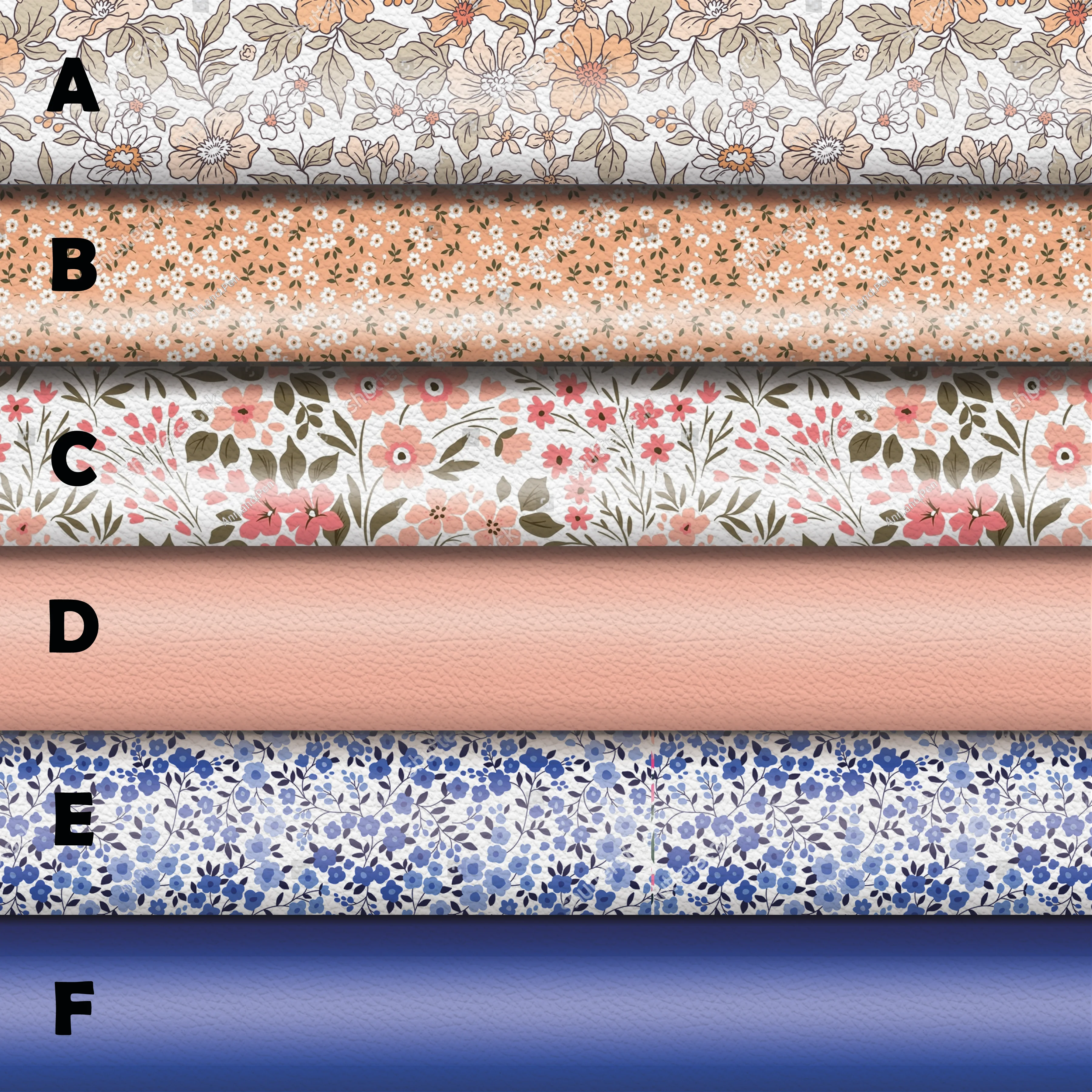 Boho retro flower cute floral - Pu Leather vinyl - canvas - choose Fabric material Sheets