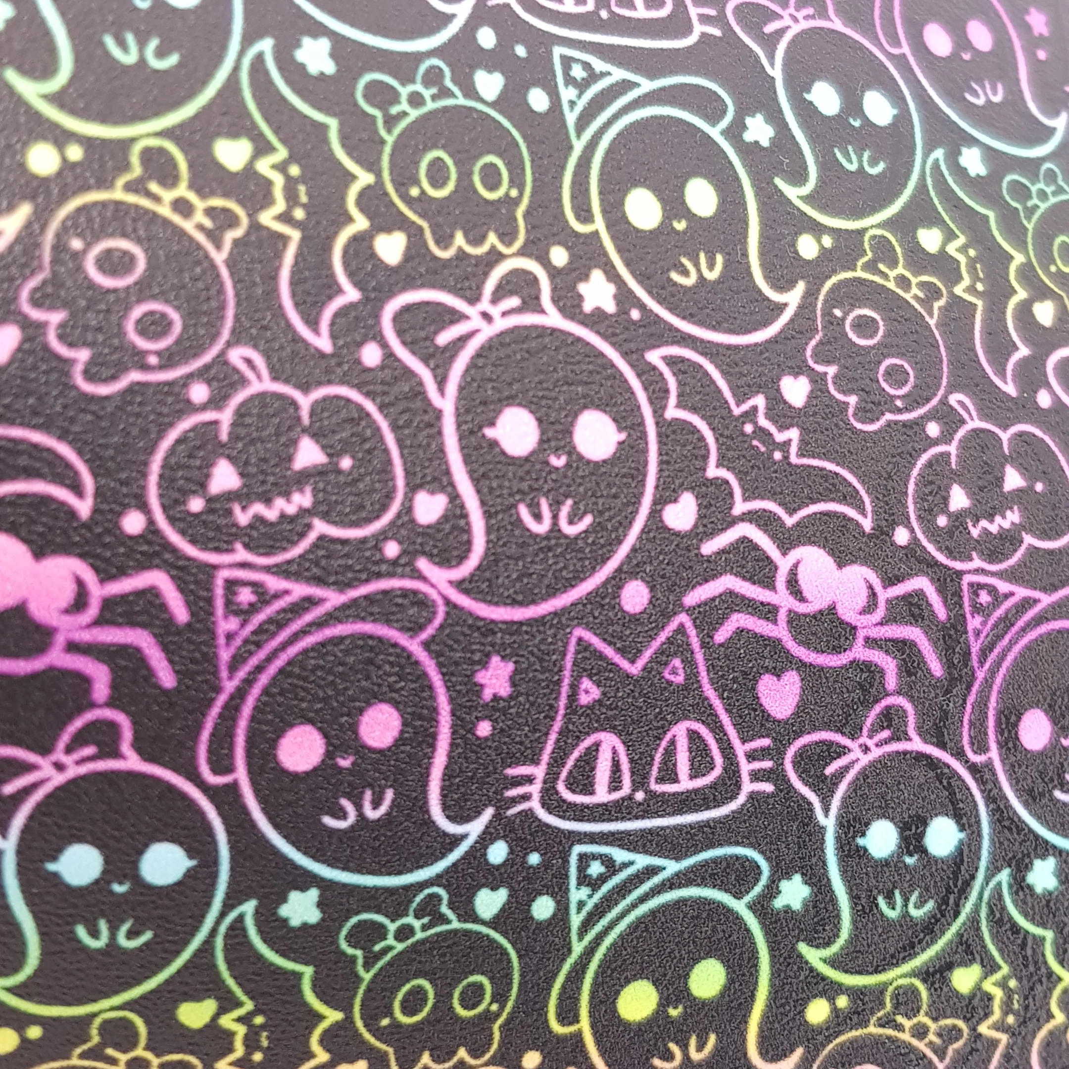 Boo ghost  - vegan faux Leatherette vinyl - canvas - choose Fabric material Sheets - Image 2