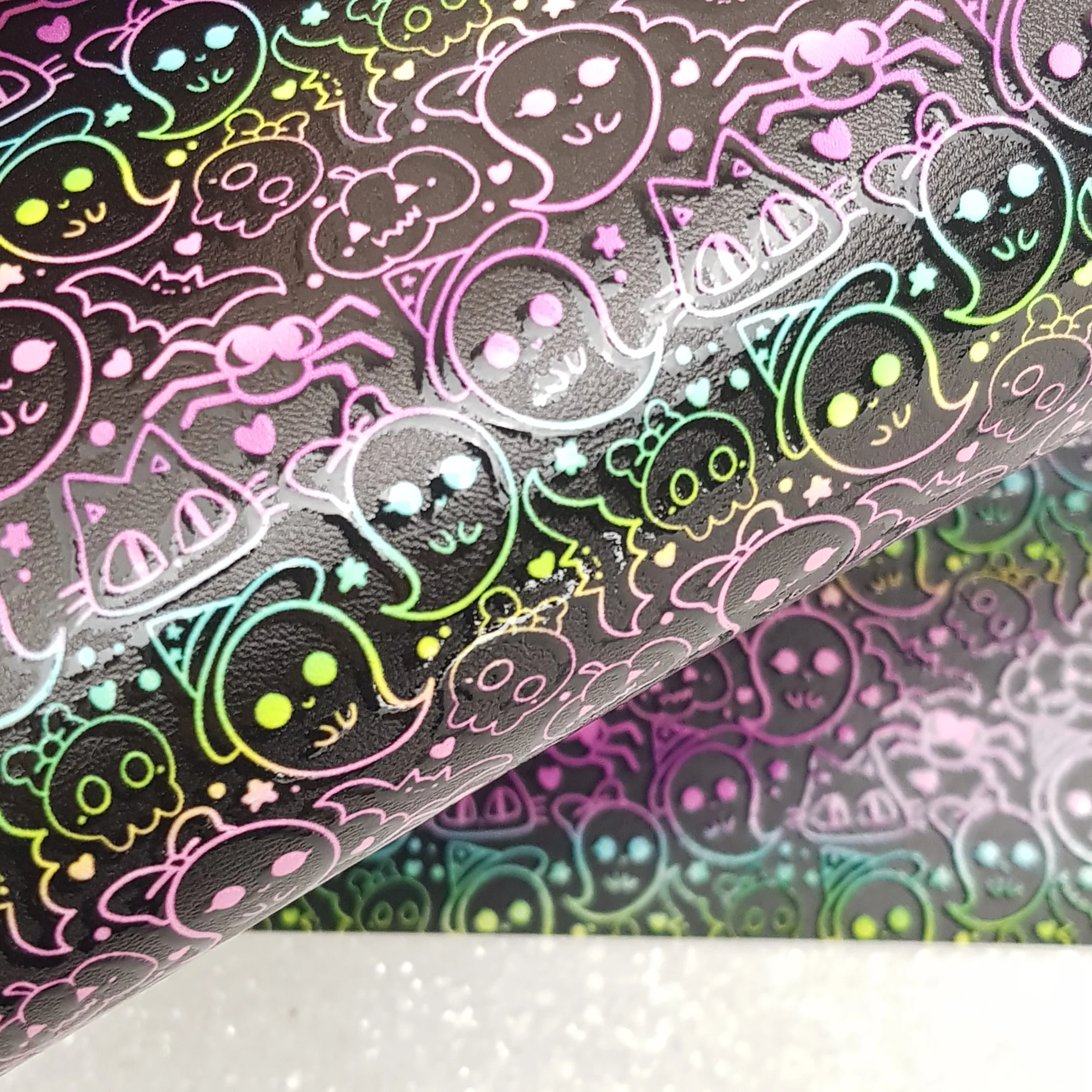 Boo ghost  - vegan faux Leatherette vinyl - canvas - choose Fabric material Sheets - Image 3