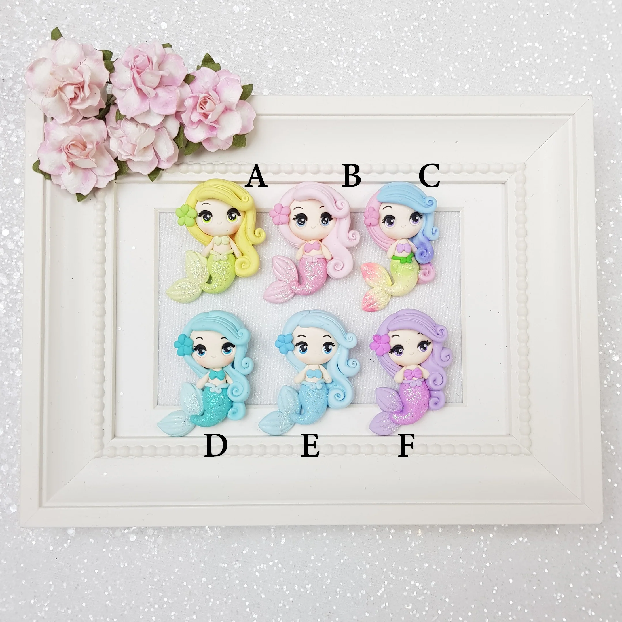 Bright mermaid - Embellishment Clay Bow Centre