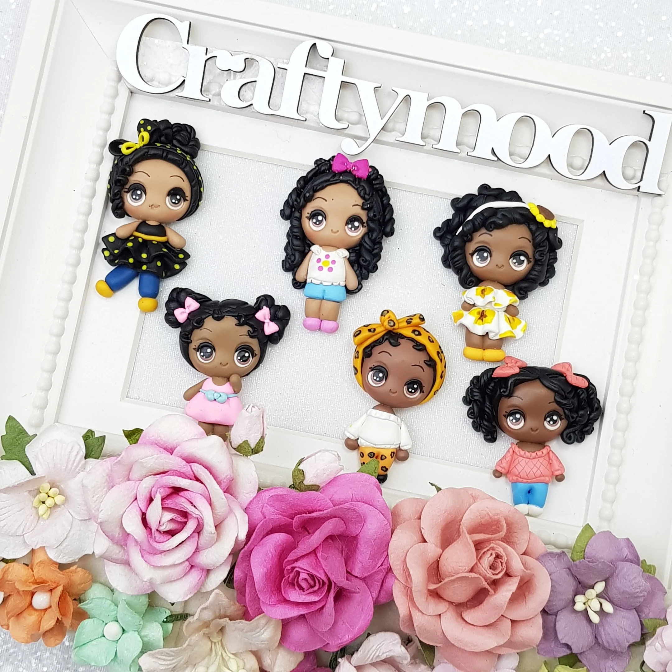Brown skin girls - Embellishment Clay Bow Centre - Image 2