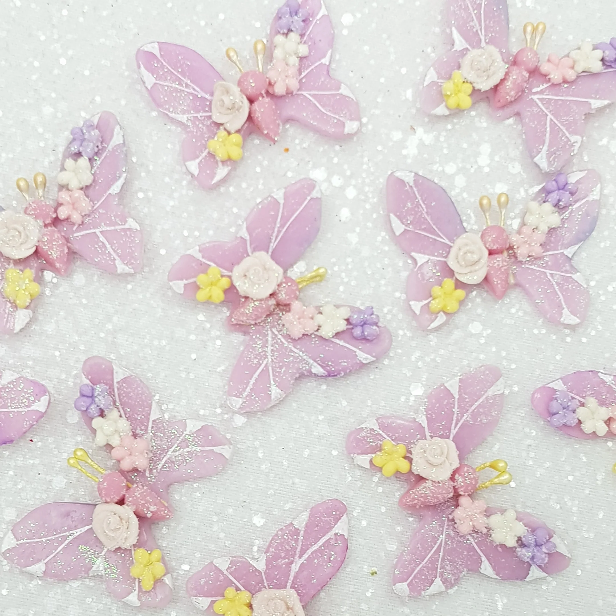Bubblegum pink butterfly - Handmade Flatback Clay Bow Centre