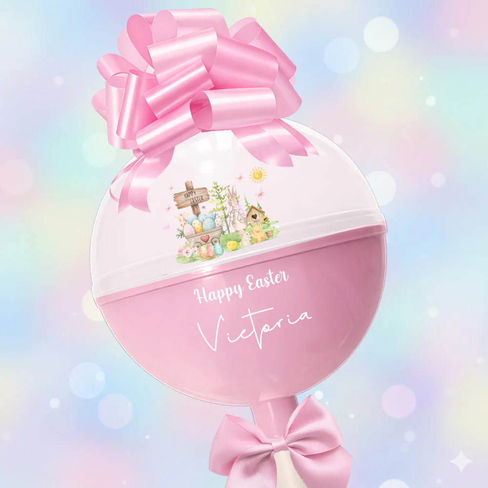 Bunnies and chicks house - Uv DTF for Lollipop - Giant egg - extra large egg - large egg Fillable Plastic Eggs / lollipop