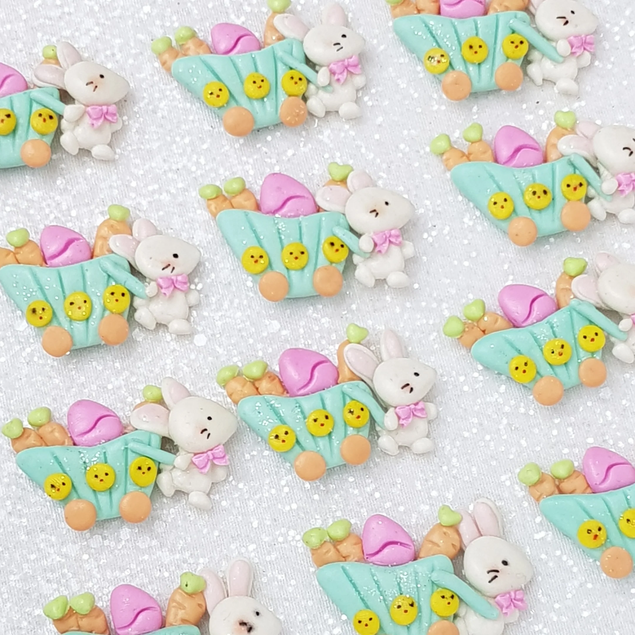 Bunny and cart - Embellishment Clay Bow Centre