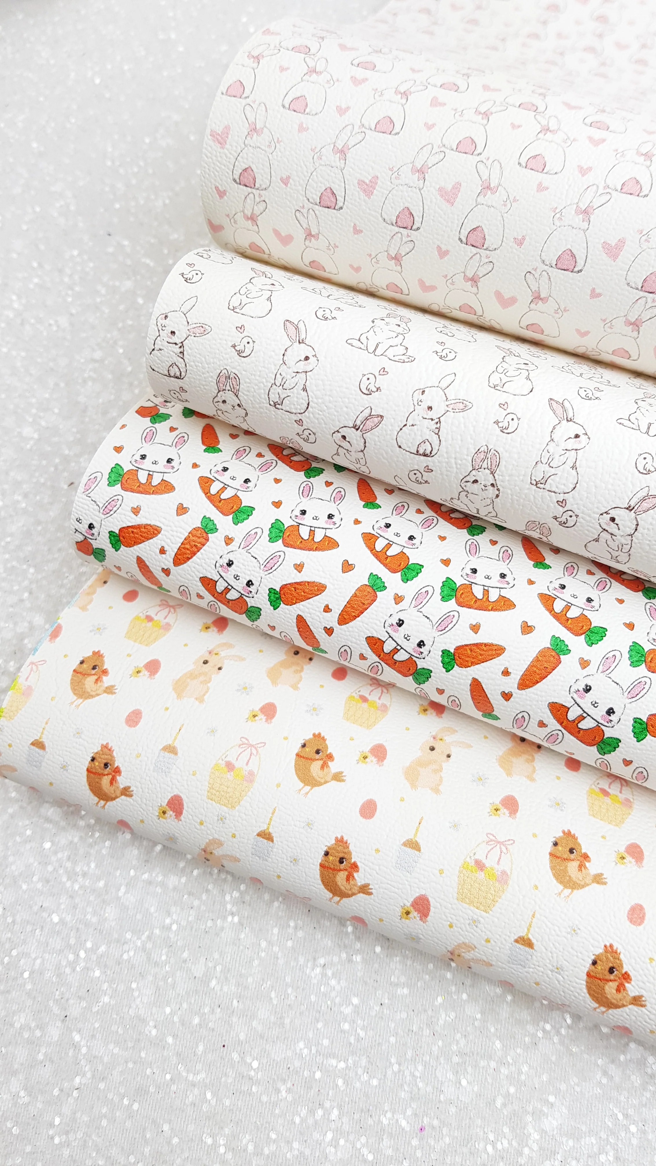 Bunny Carrot chick rabbit easter - Pu Leatherette vinyl - canvas - choose Fabric material Sheets - Image 2