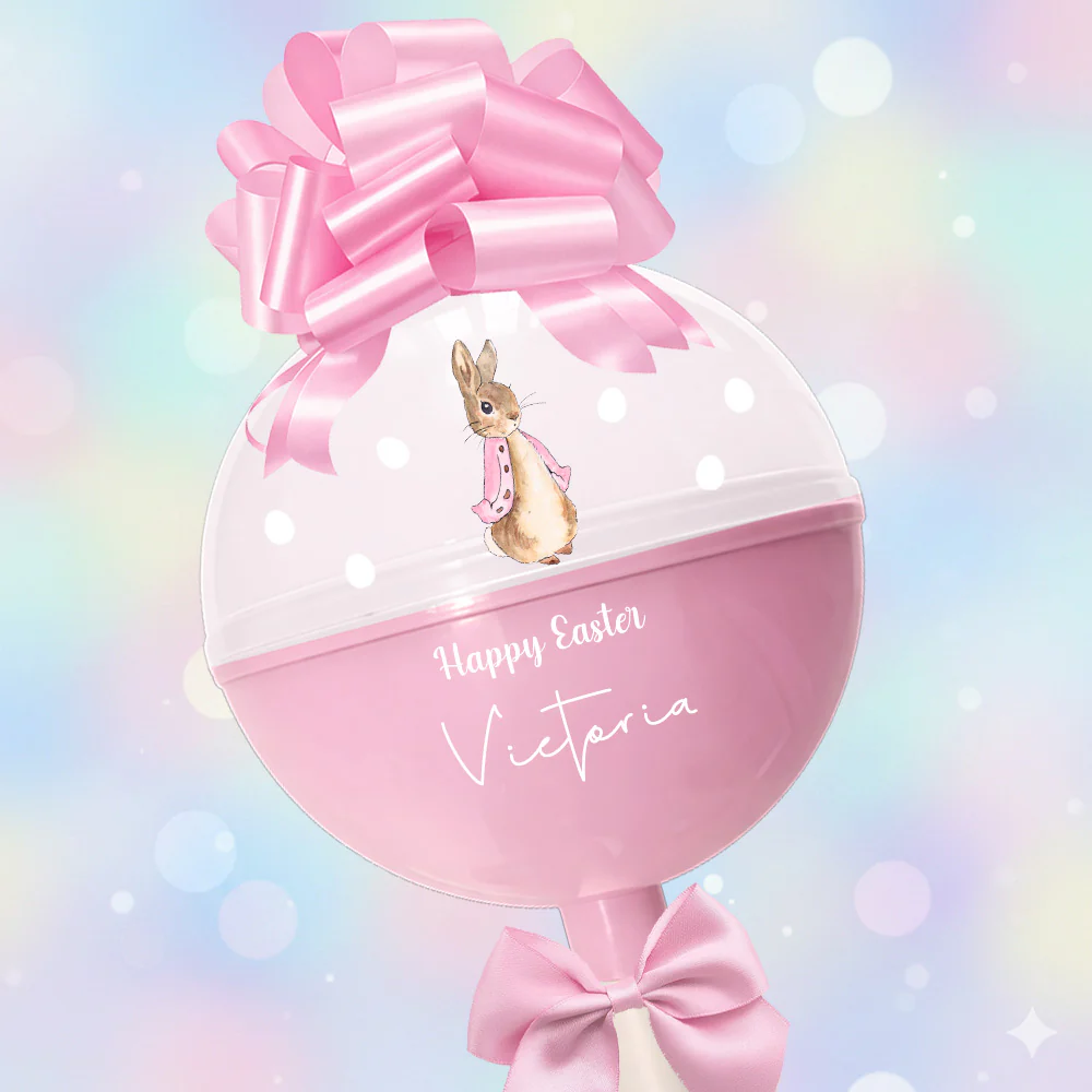 Bunny pink dots - Uv DTF for Lollipop - Giant egg - extra large egg - large egg Fillable Plastic Eggs / lollipop