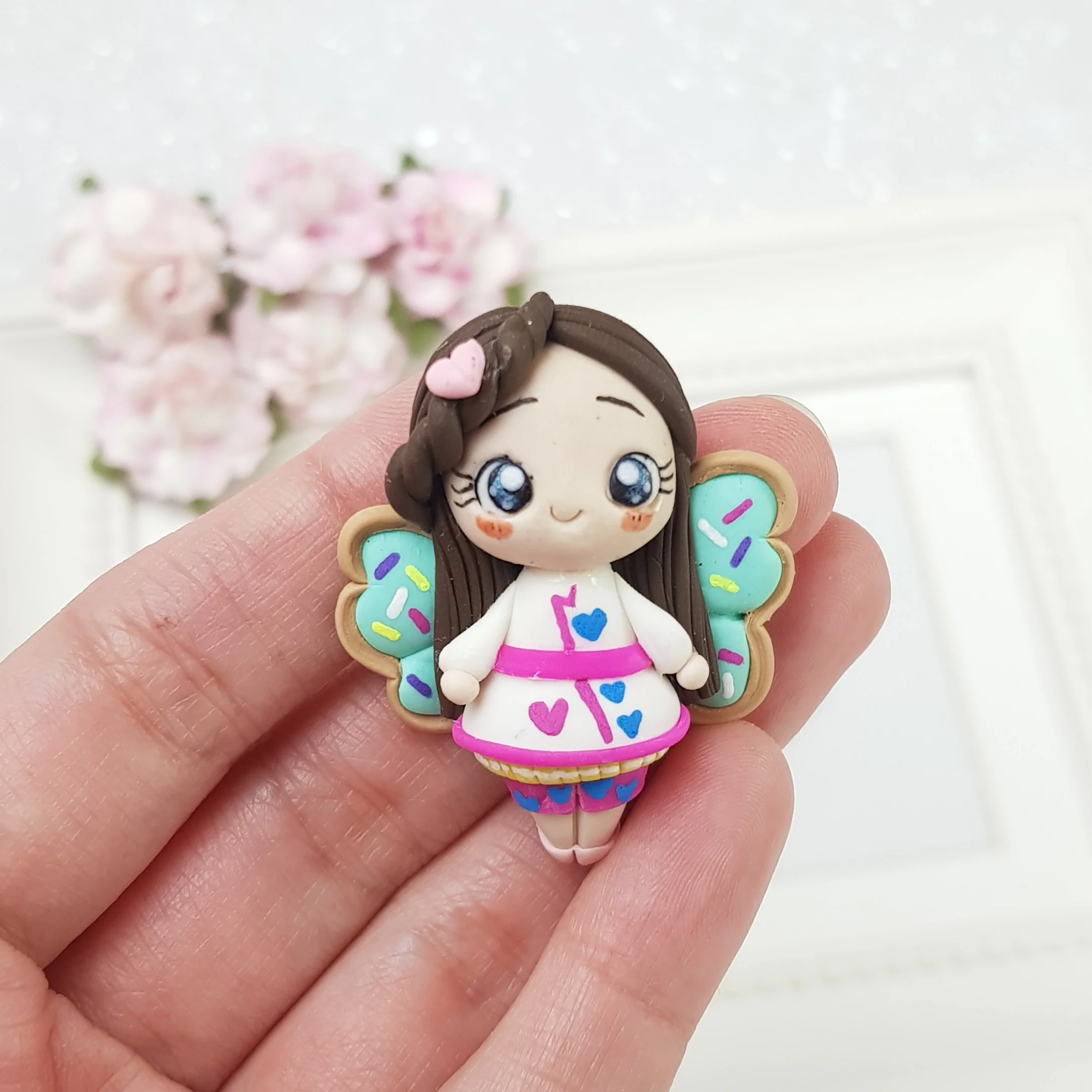 Butterfly girl - Handmade Flatback Clay Bow Centre