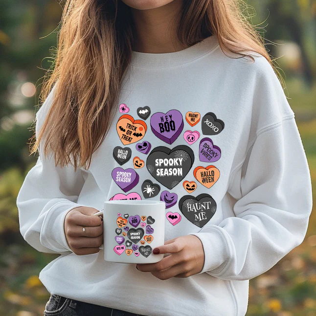 Candy heart Halloween - CHOOSE UV DTF decal - DTF Transfer