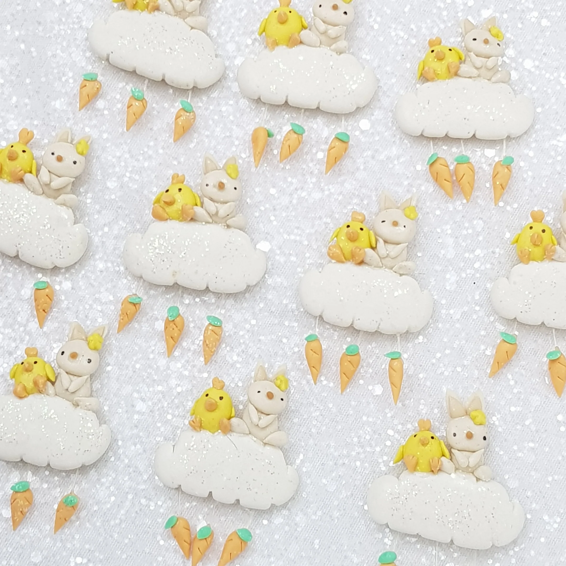 PChick and Bunny Cloud - Embellishment Clay Bow Centre