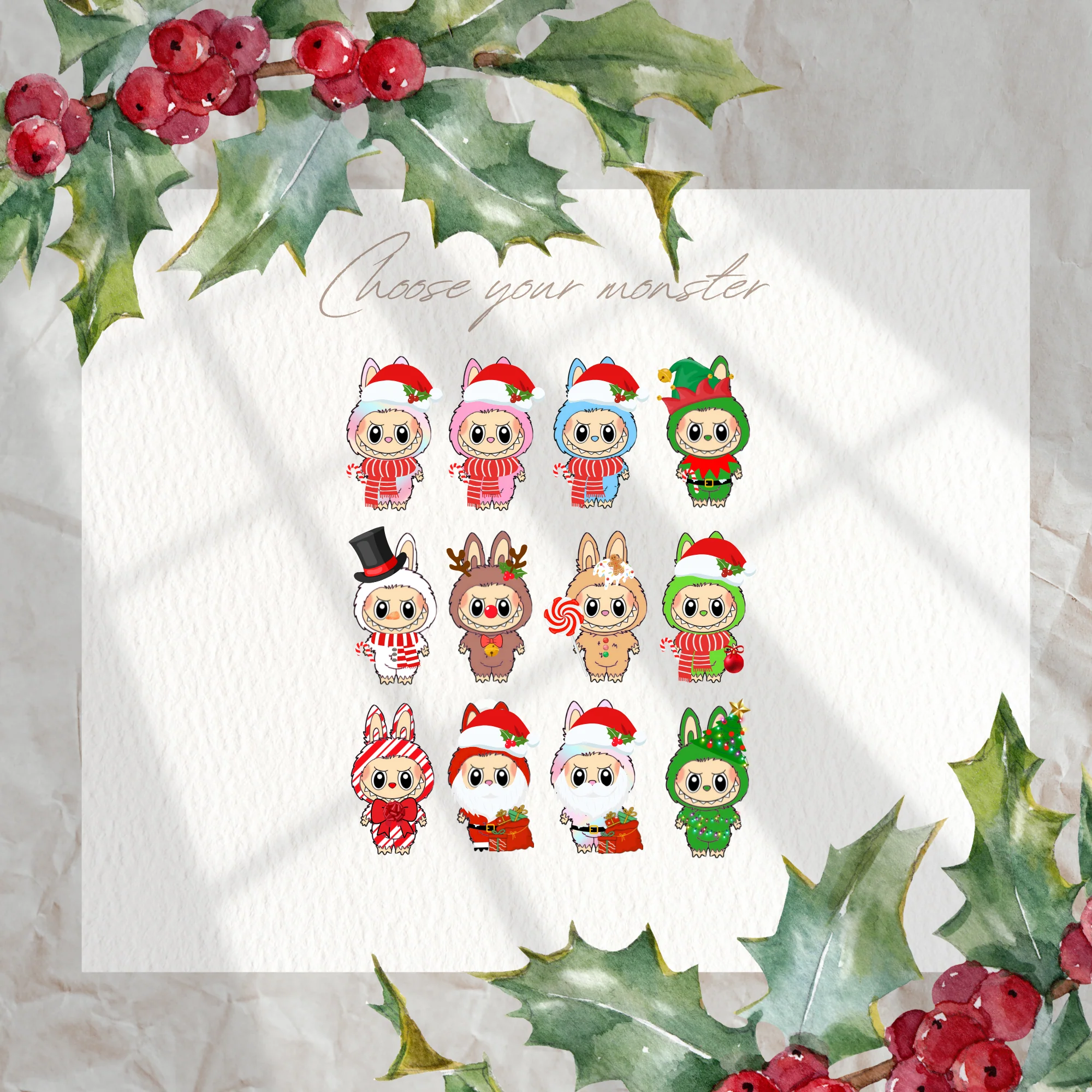 Choose your Christmas Monster personalised - UV DTF - Image 4