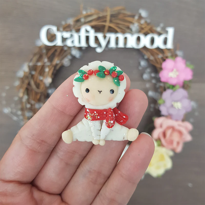 Christmas cute llama - Handmade Flatback Clay Bow Centre