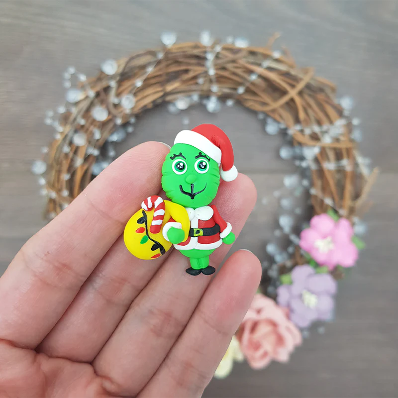 Christmas green monster - Embellishment Clay Bow Centre