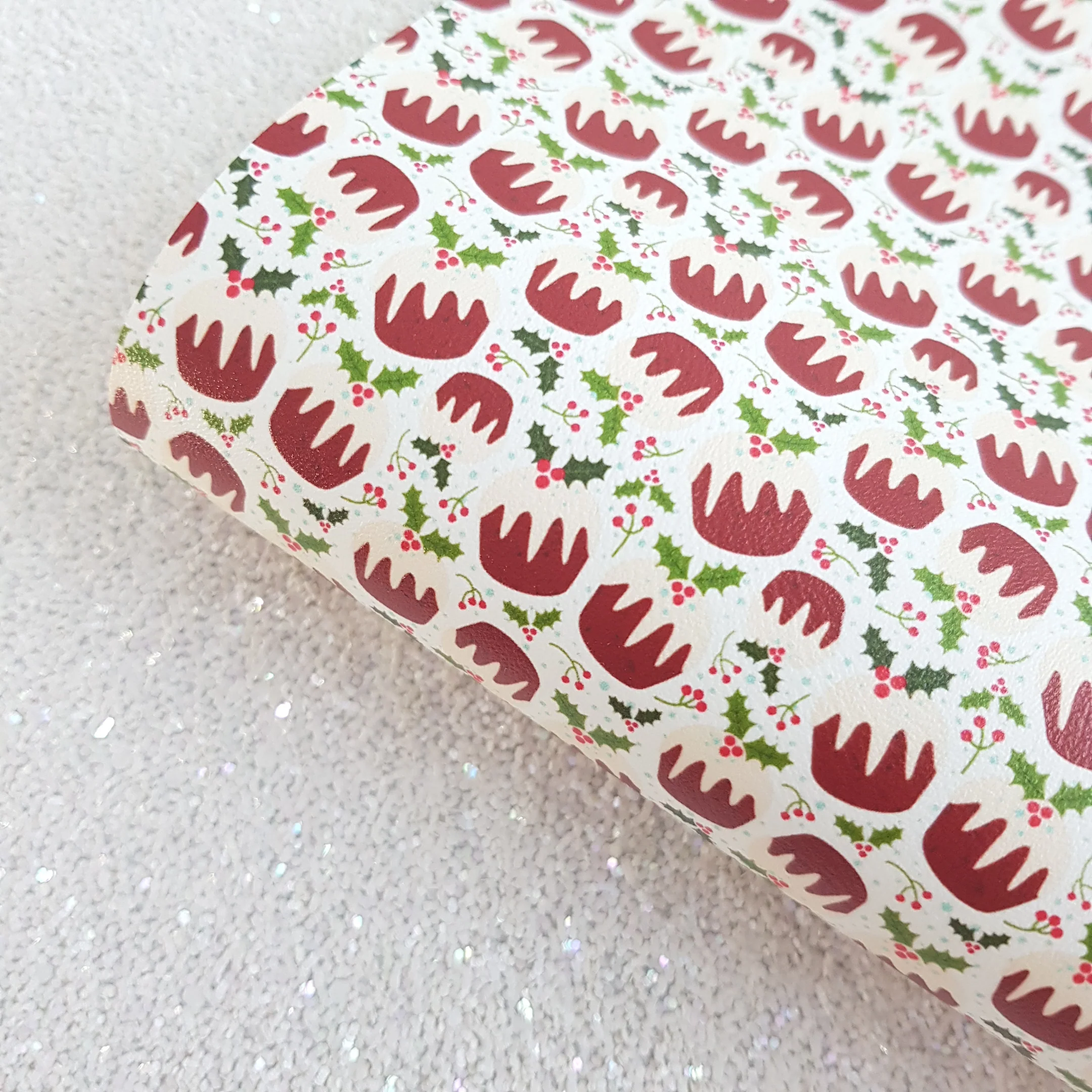 Christmas pudding  - faux Leatherette vinyl - canvas - choose Fabric material Sheets