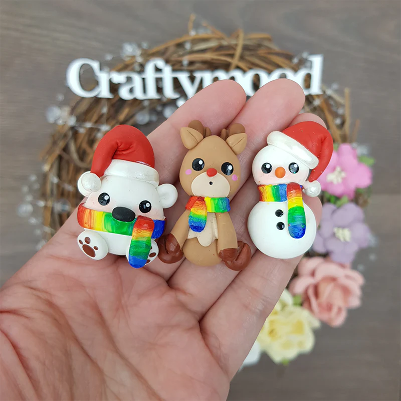 Christmas rainbow friends - Embellishment Clay Bow Centre