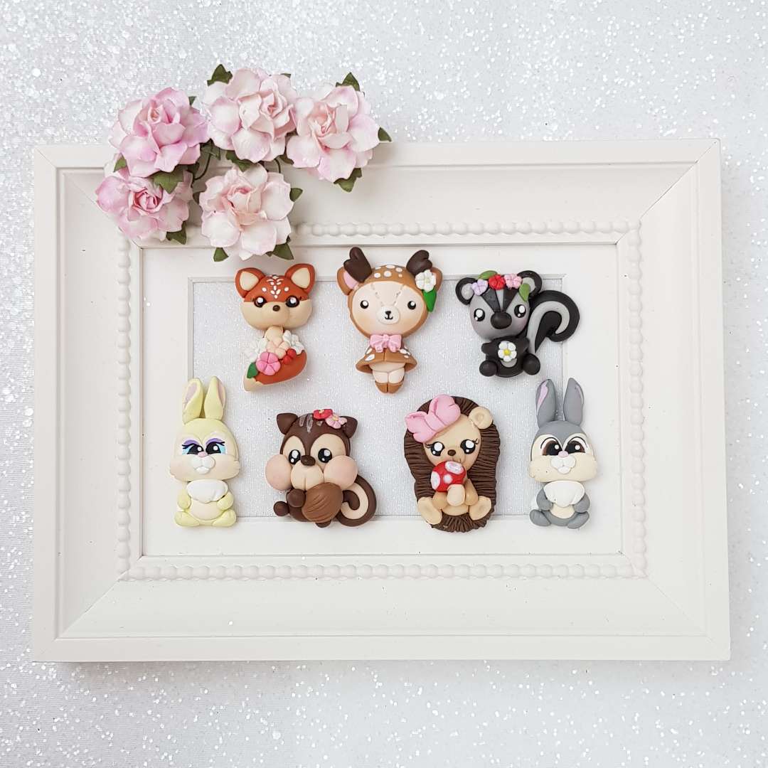 Clay Charm Embellishment - Autumn Animals - Big Eyes