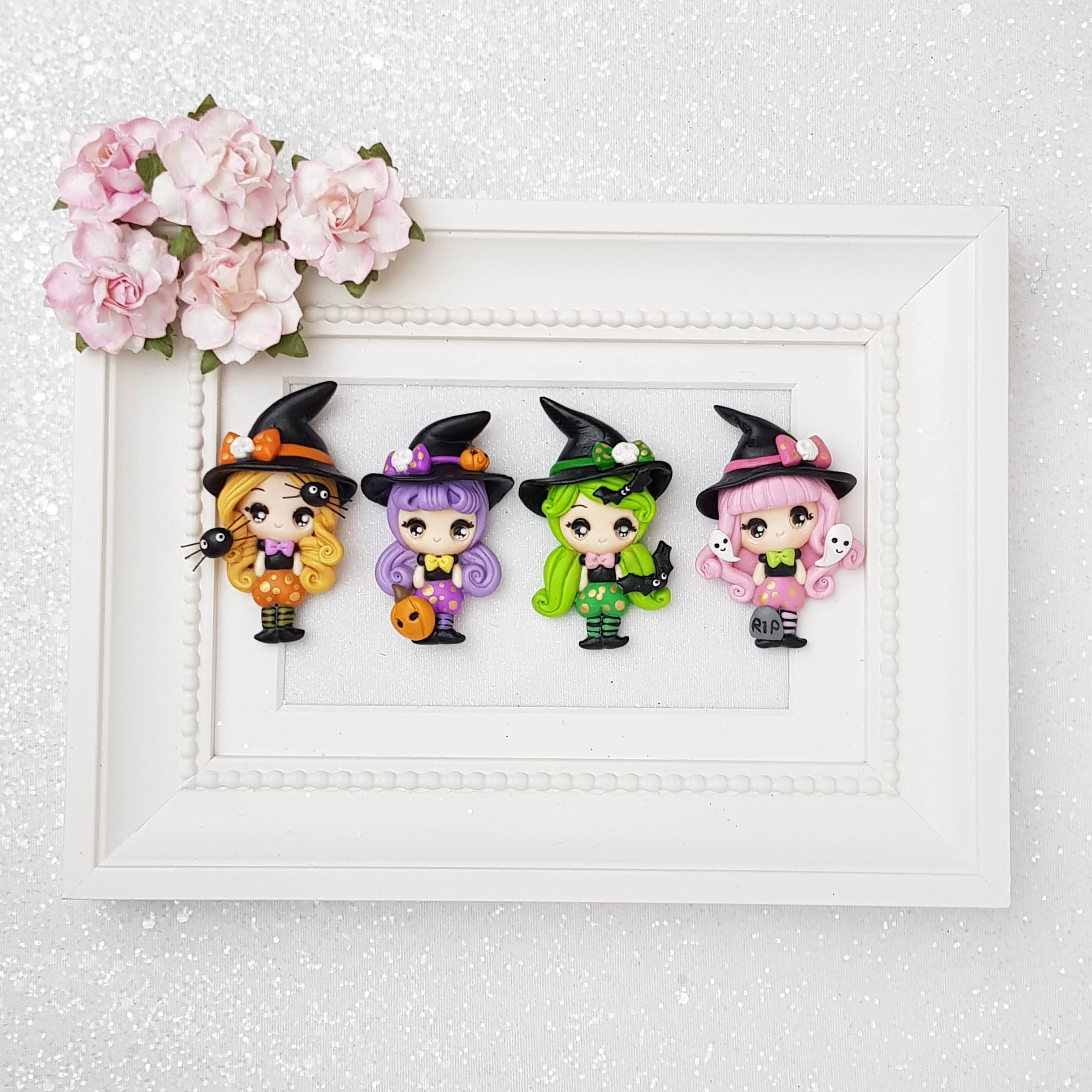 Clay Charm Embellishment - Big Eyes Witch
