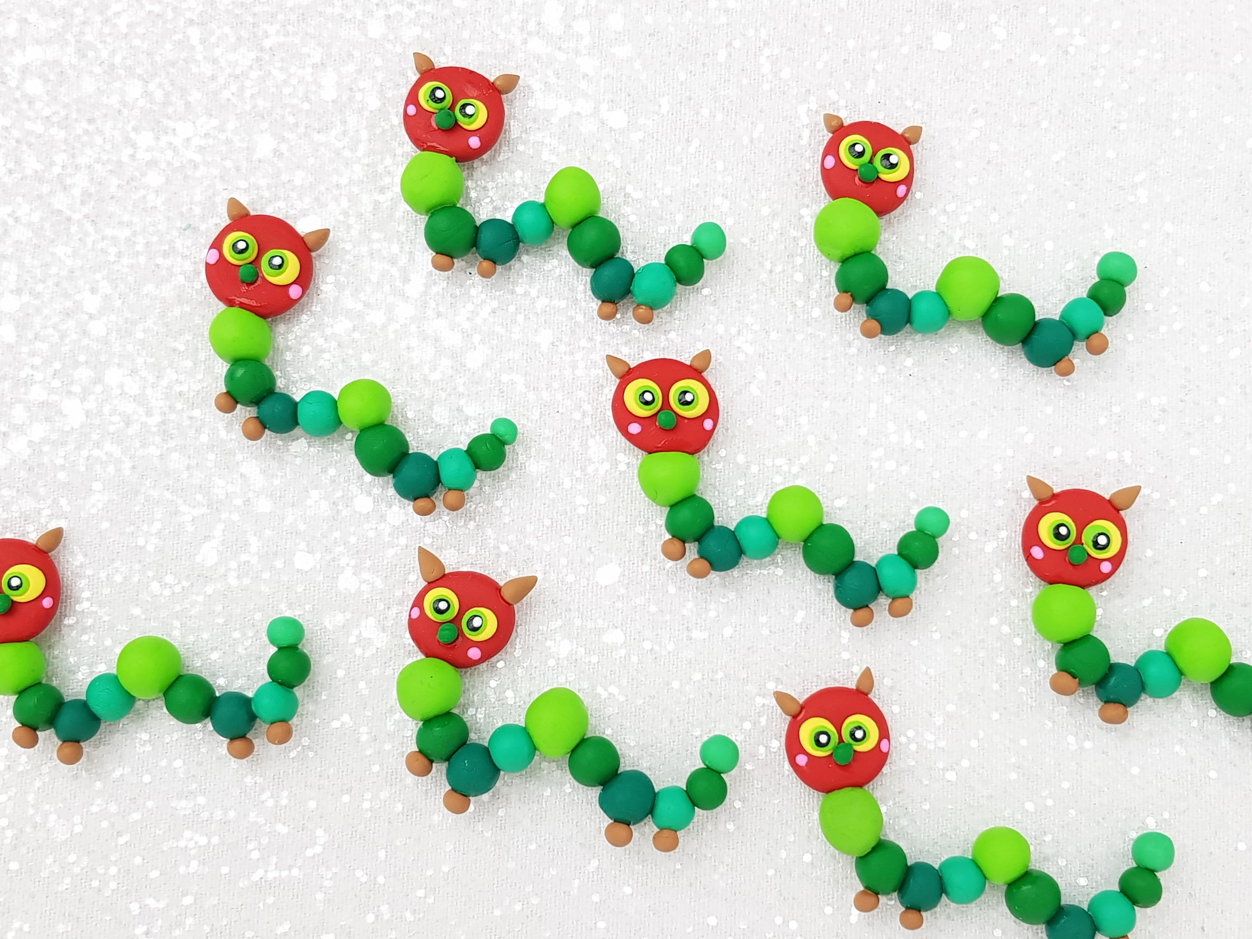 Clay Charm Embellishment - Caterpilar Delight
