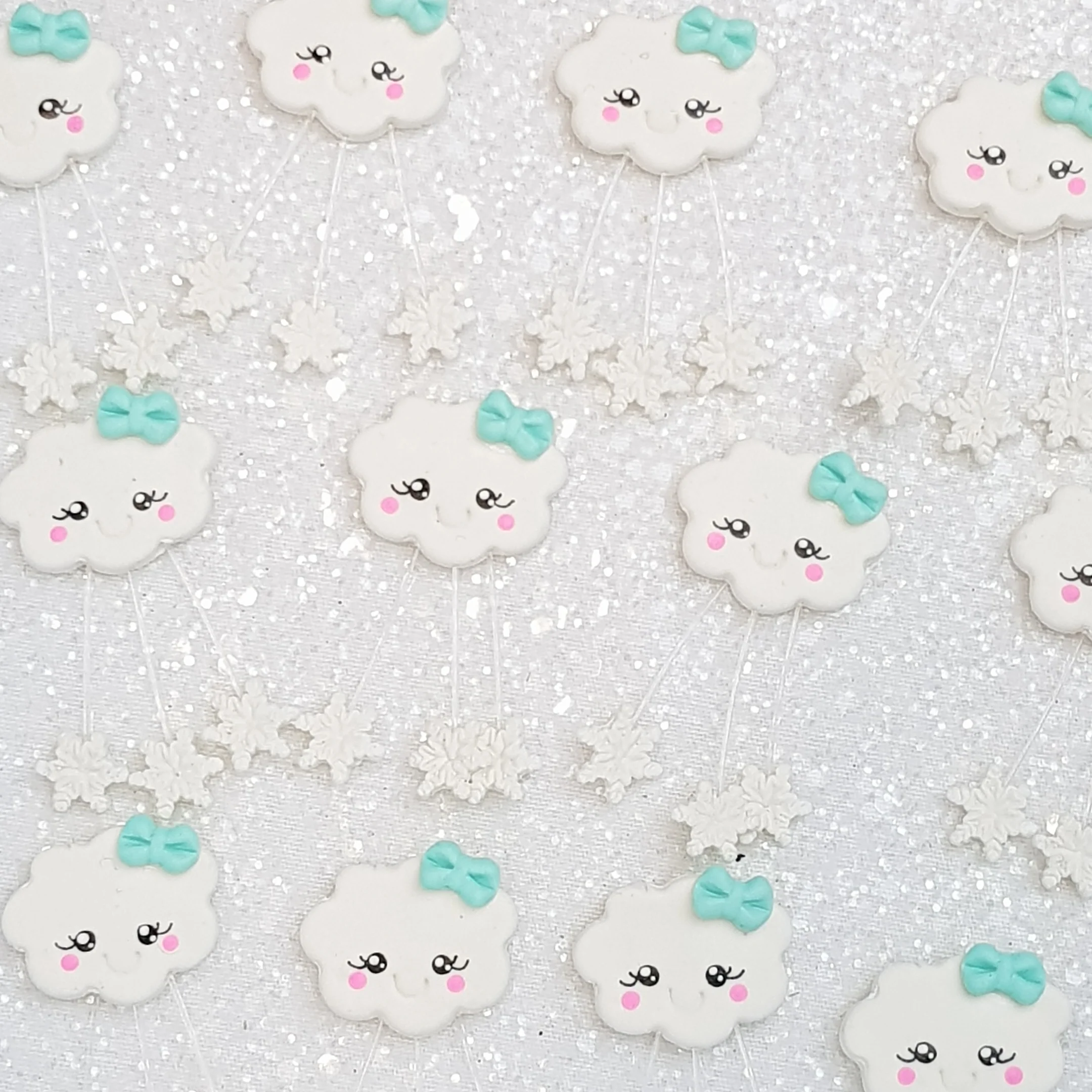 Clay Charm Embellishment - cloud snowflake