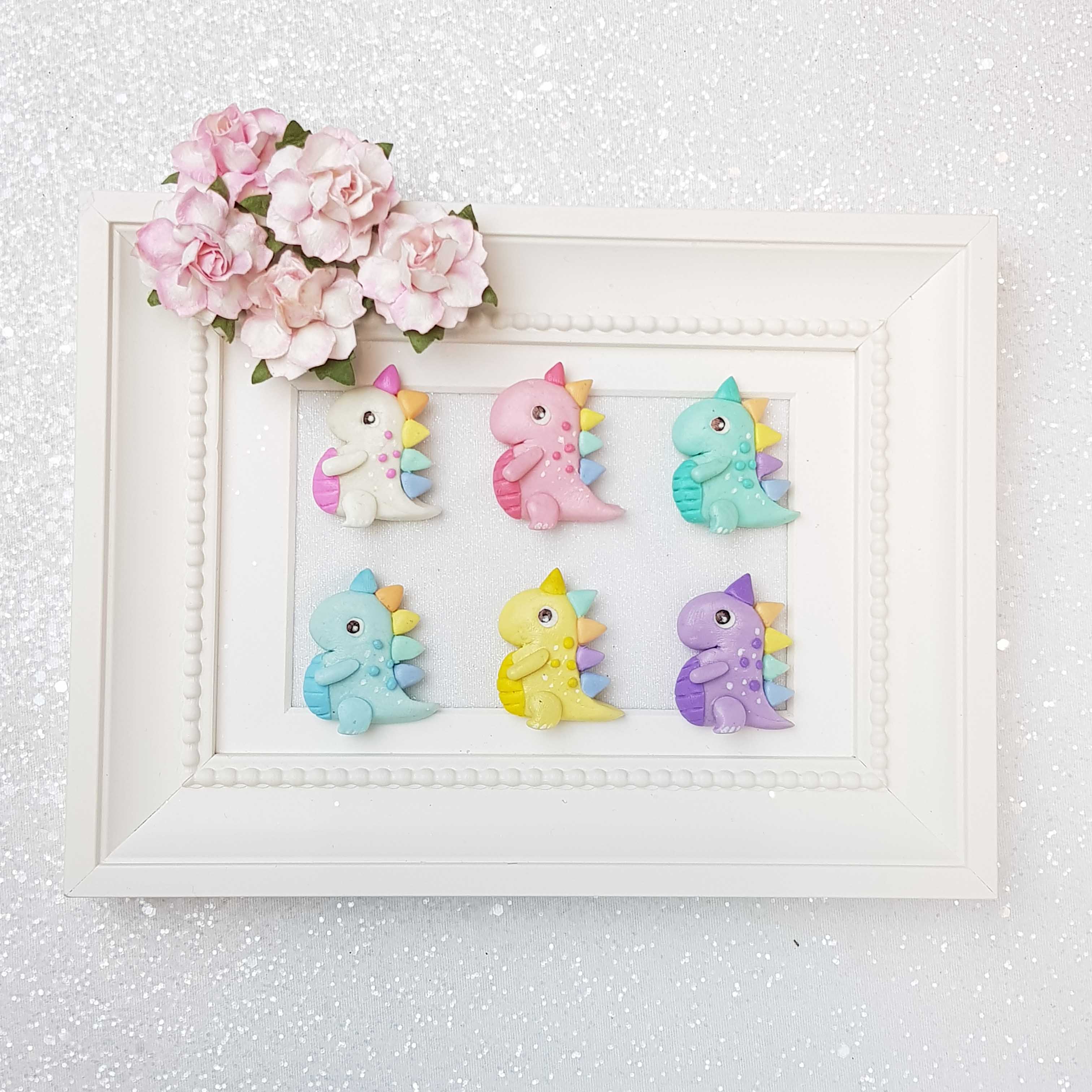 Clay Charm Embellishment - Colorful Dino