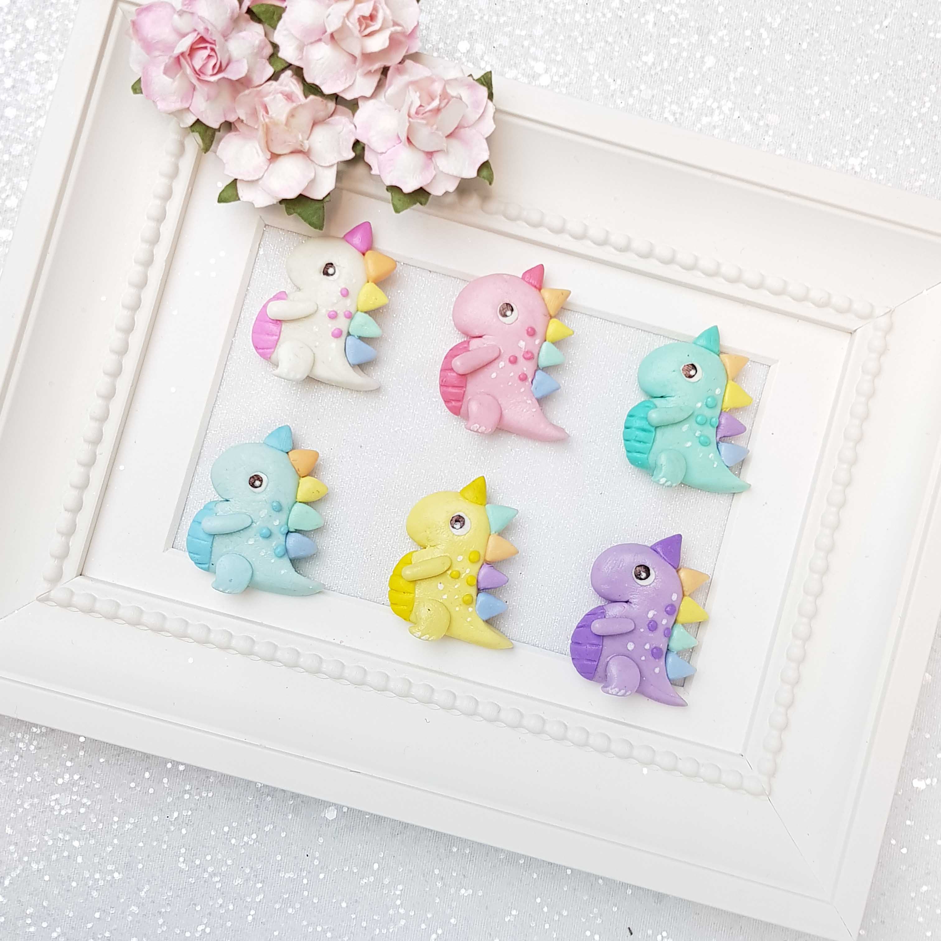 Clay Charm Embellishment - Colorful Dino - Image 2