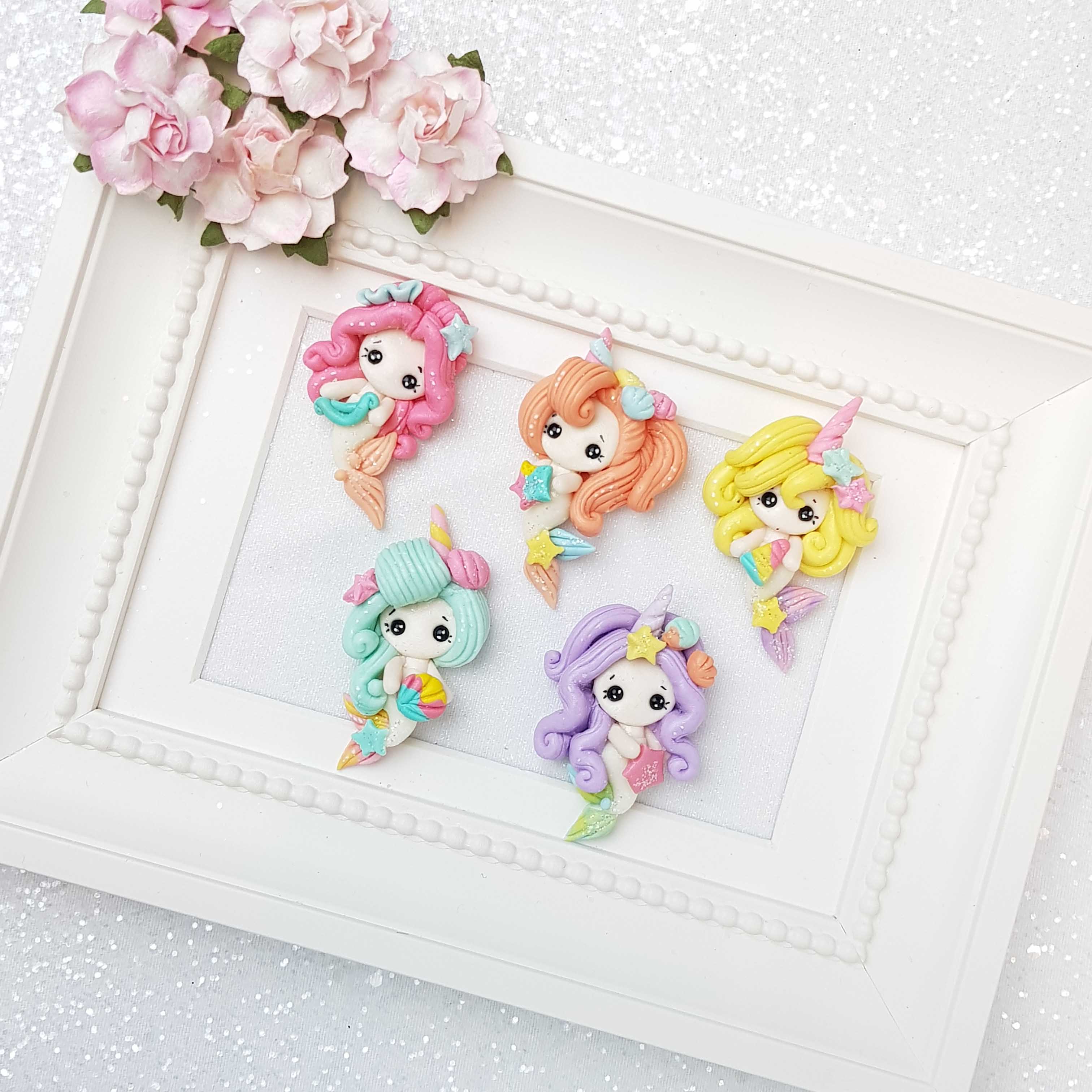 Clay Charm Embellishment - Colourful Mermaid Girls - colour changing - Image 3