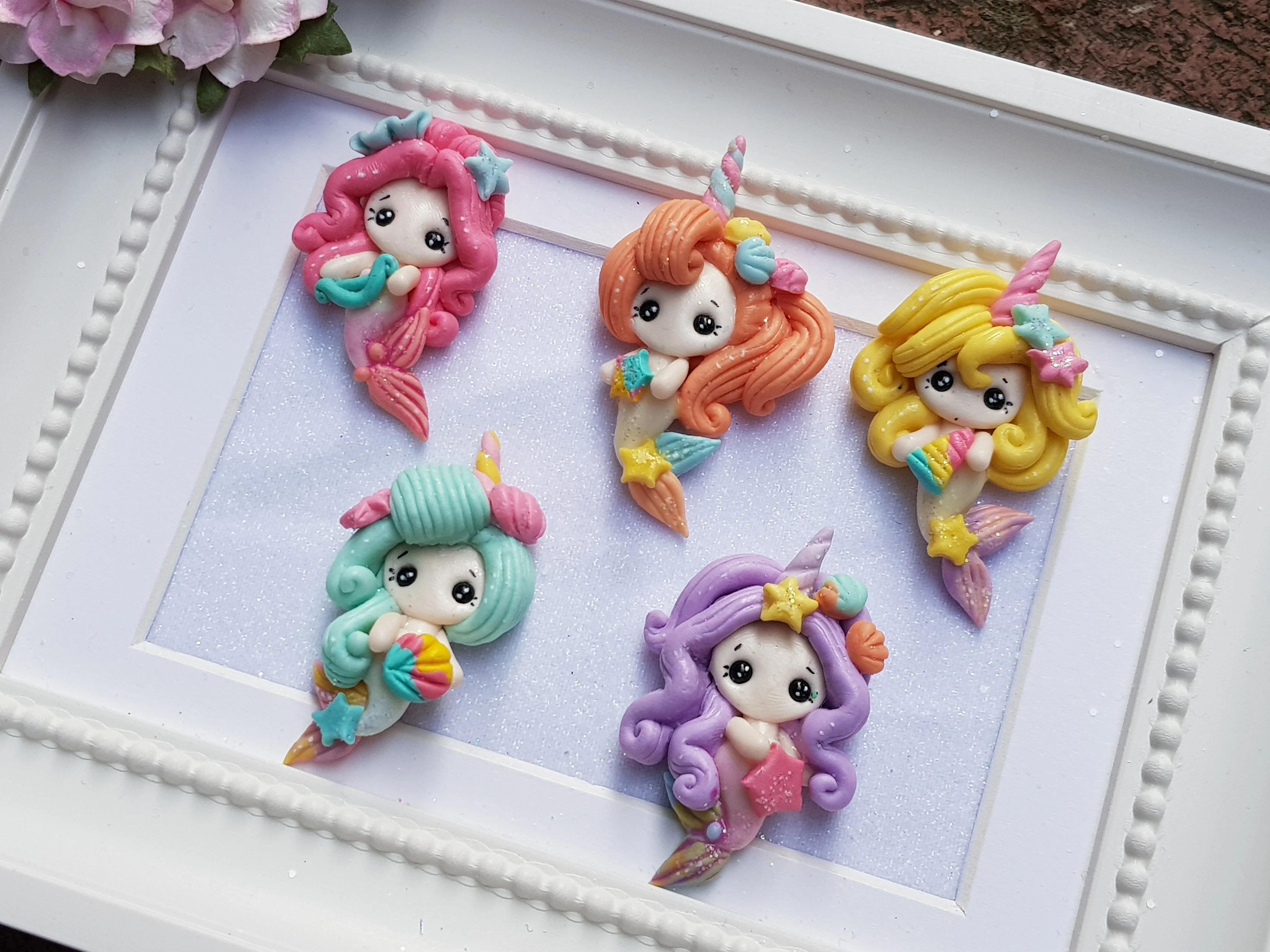 Clay Charm Embellishment - Colourful Mermaid Girls - colour changing - Image 4