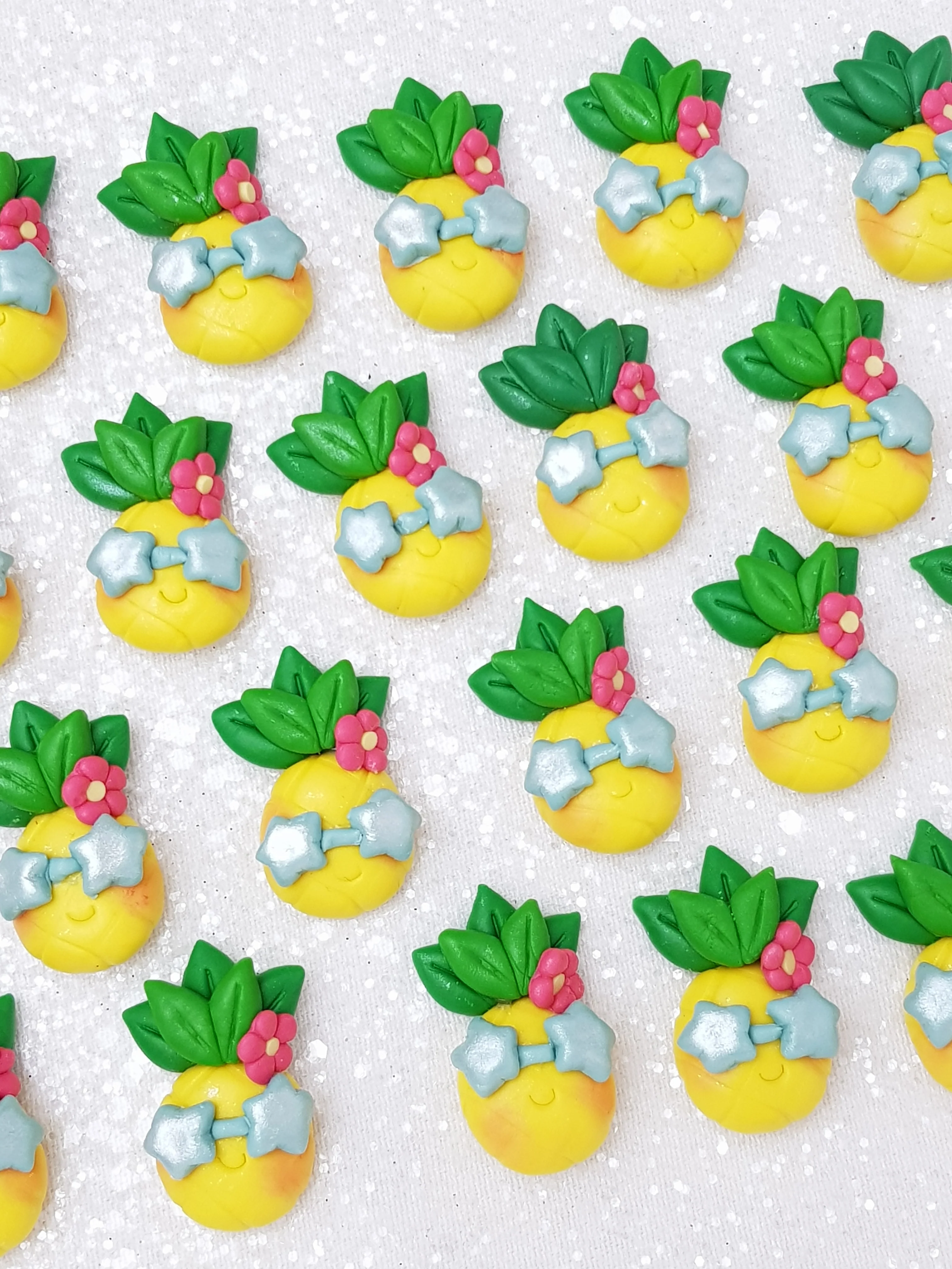 Clay Charm Embellishment - Cool Pineapple