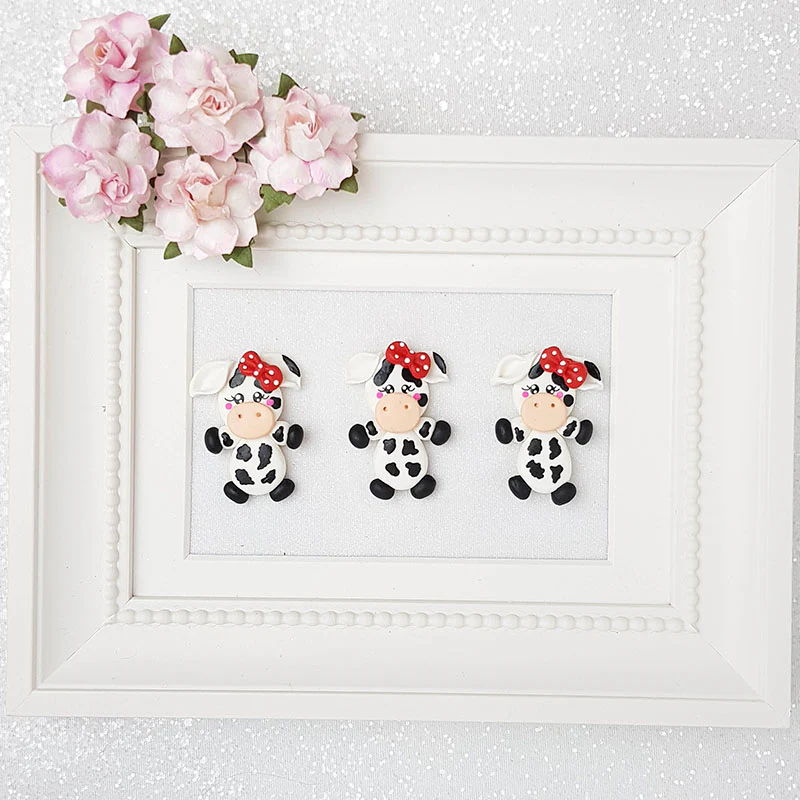 Clay Charm Embellishment - Cow Delight