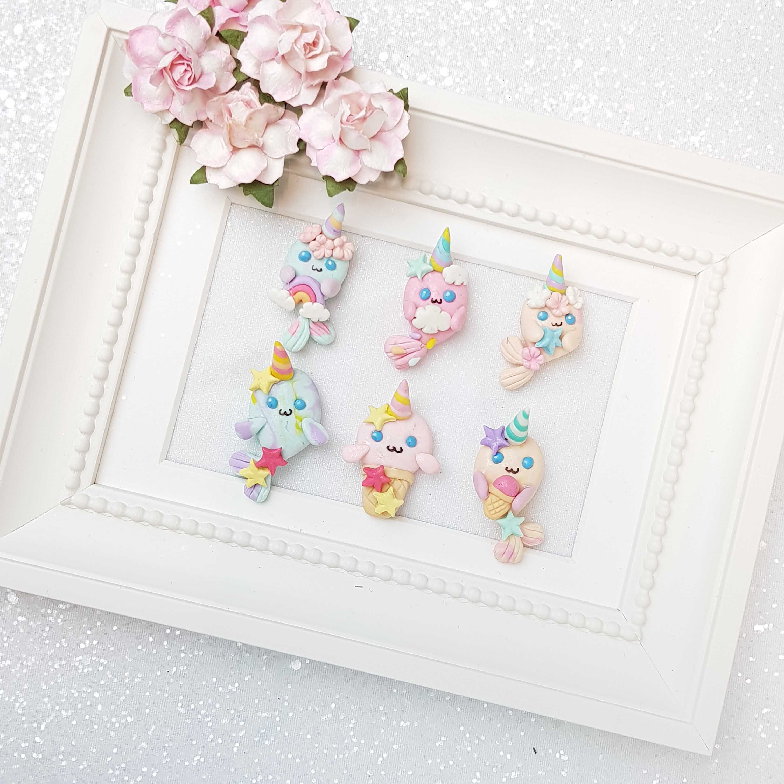 Clay Charm Embellishment - Cute Narwhal / maneecorn - Image 2