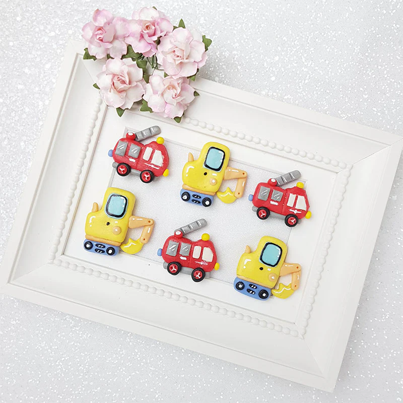 Clay Charm Embellishment - Digger, Fire Truck - Image 2