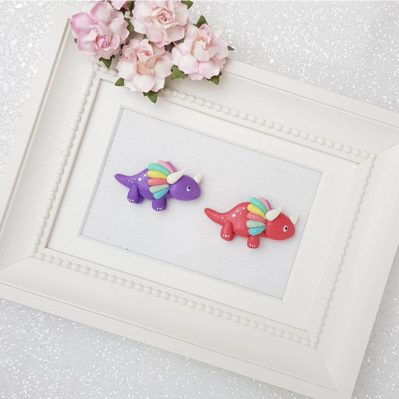 Clay Charm Embellishment - Dino - Purple and Red - Image 2