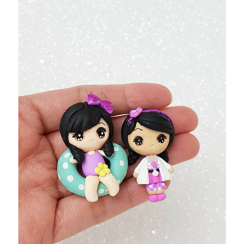 Clay Charm Embellishment - Doctor Girl Big Eyes
