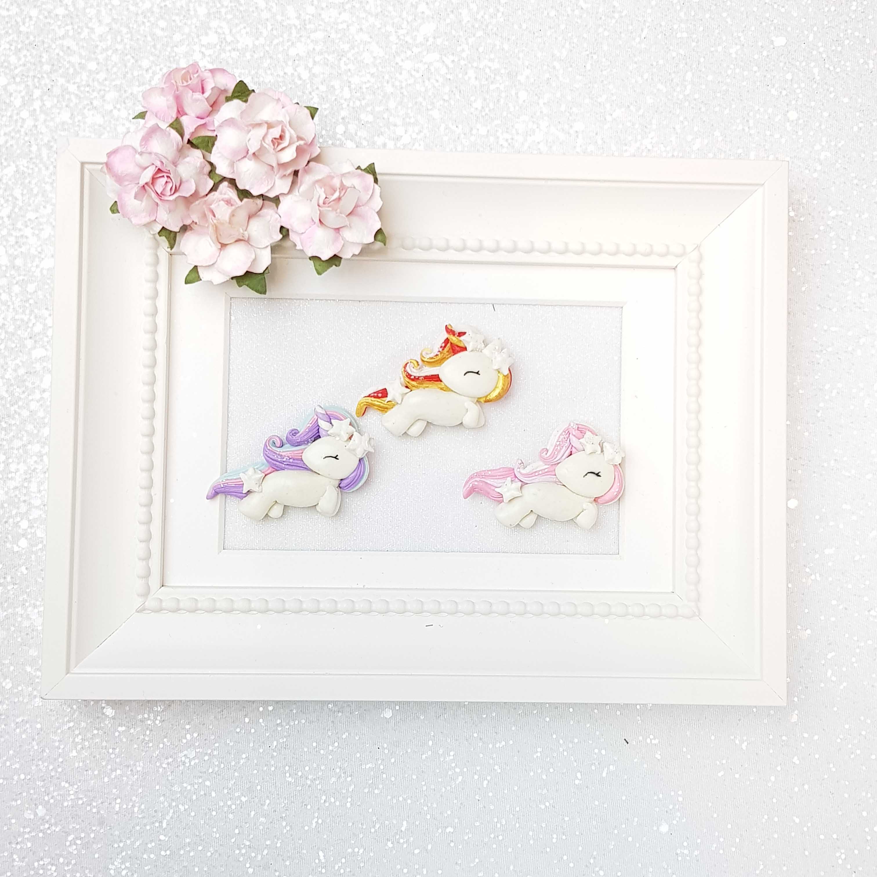Clay Charm Embellishment - Flying White Pony
