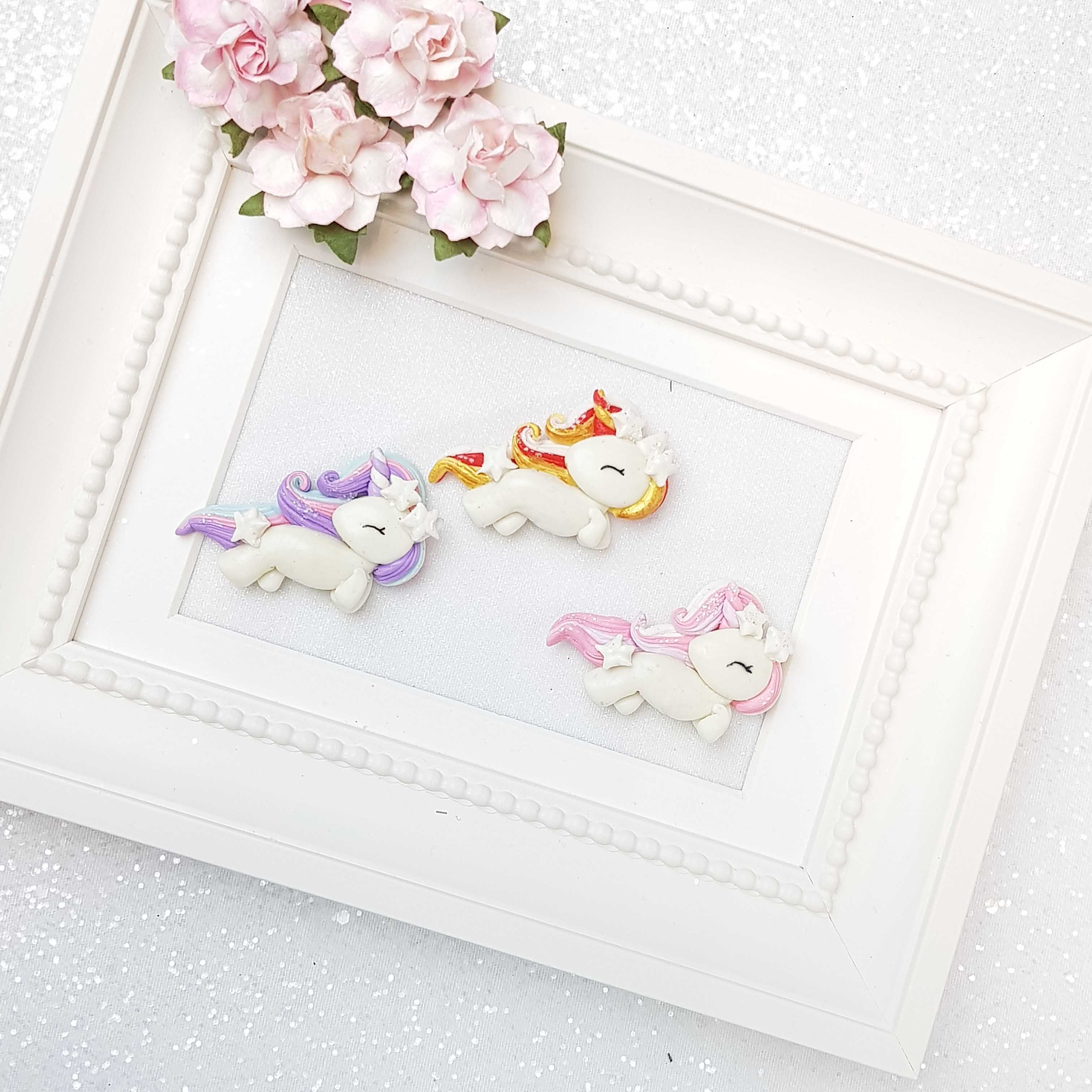 Clay Charm Embellishment - Flying White Pony - Image 2